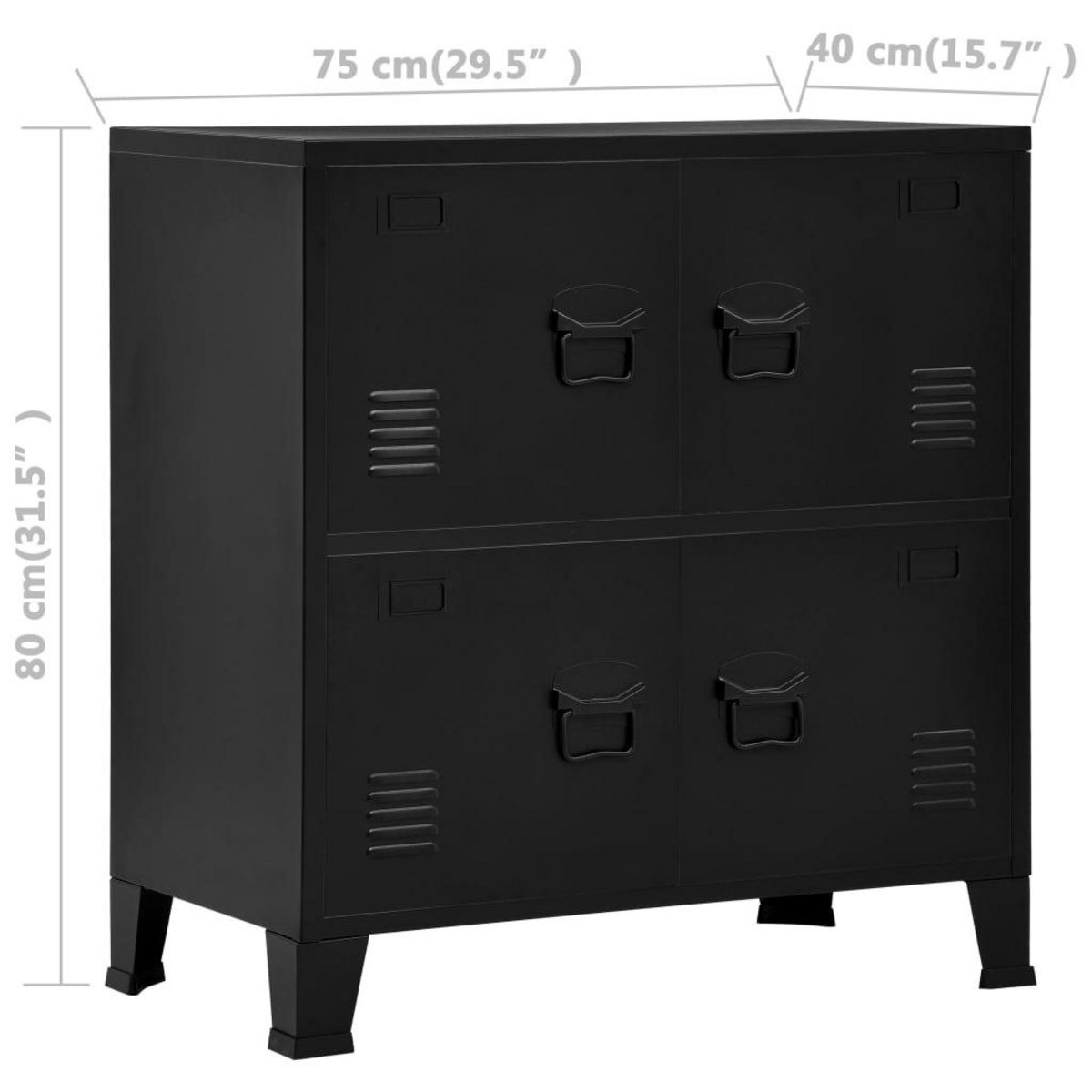 VIDAXL Coffre de rangement industriel Noir 75x40x80 cm Acier