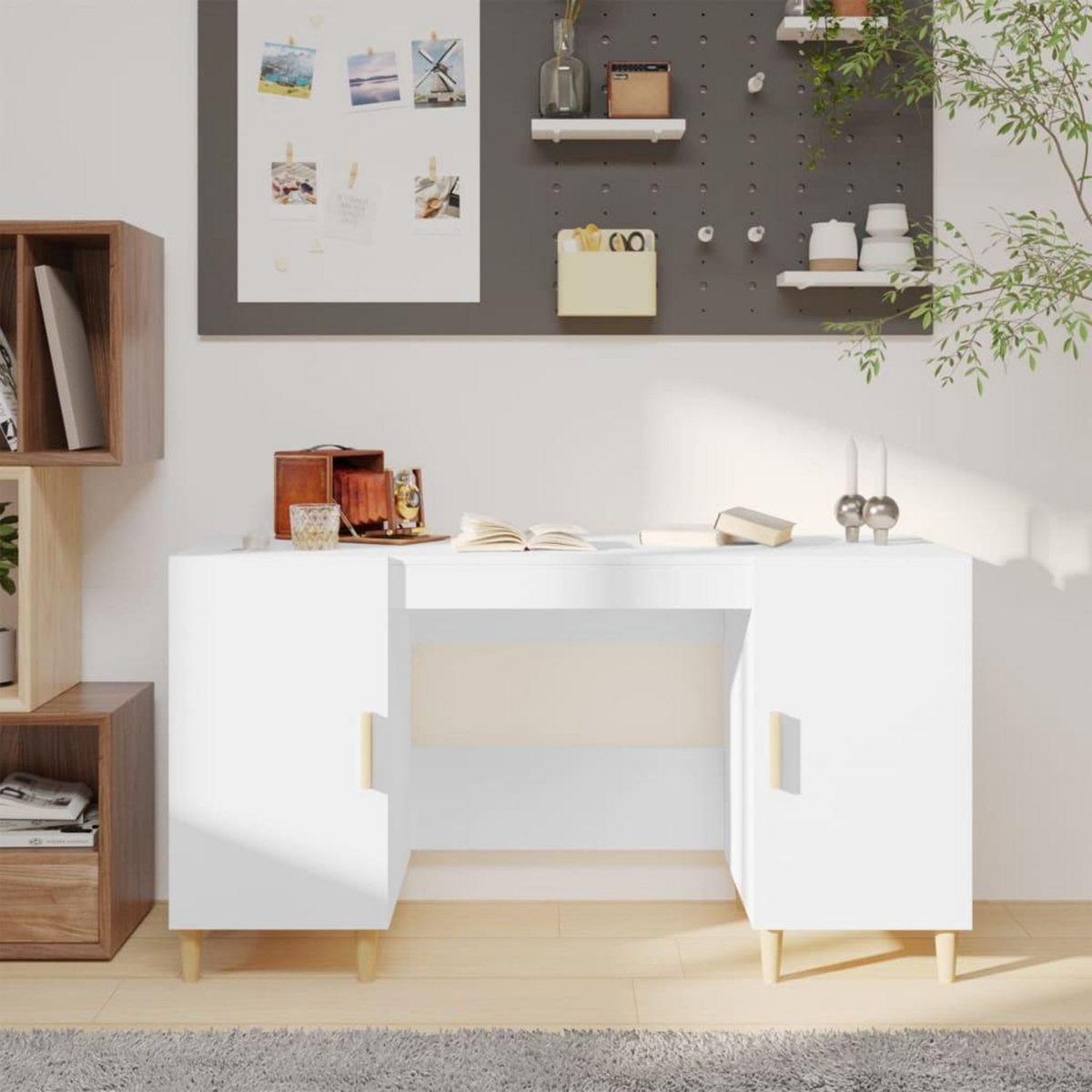 VIDAXL Bureau Blanc 140x50x75 cm Bois d'ingenierie