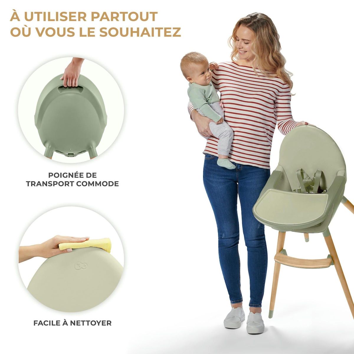KINDERKRAFT Chaise haute 2en1 fini 2 pratique et confortable