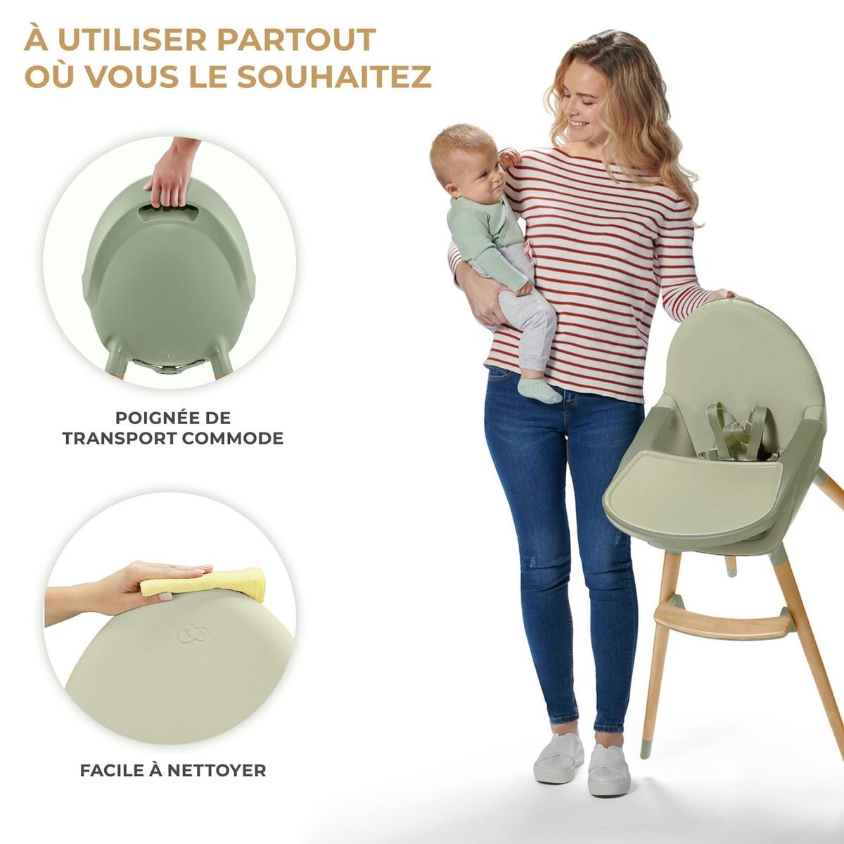 KINDERKRAFT Chaise haute 2en1 fini 2 pratique et confortable