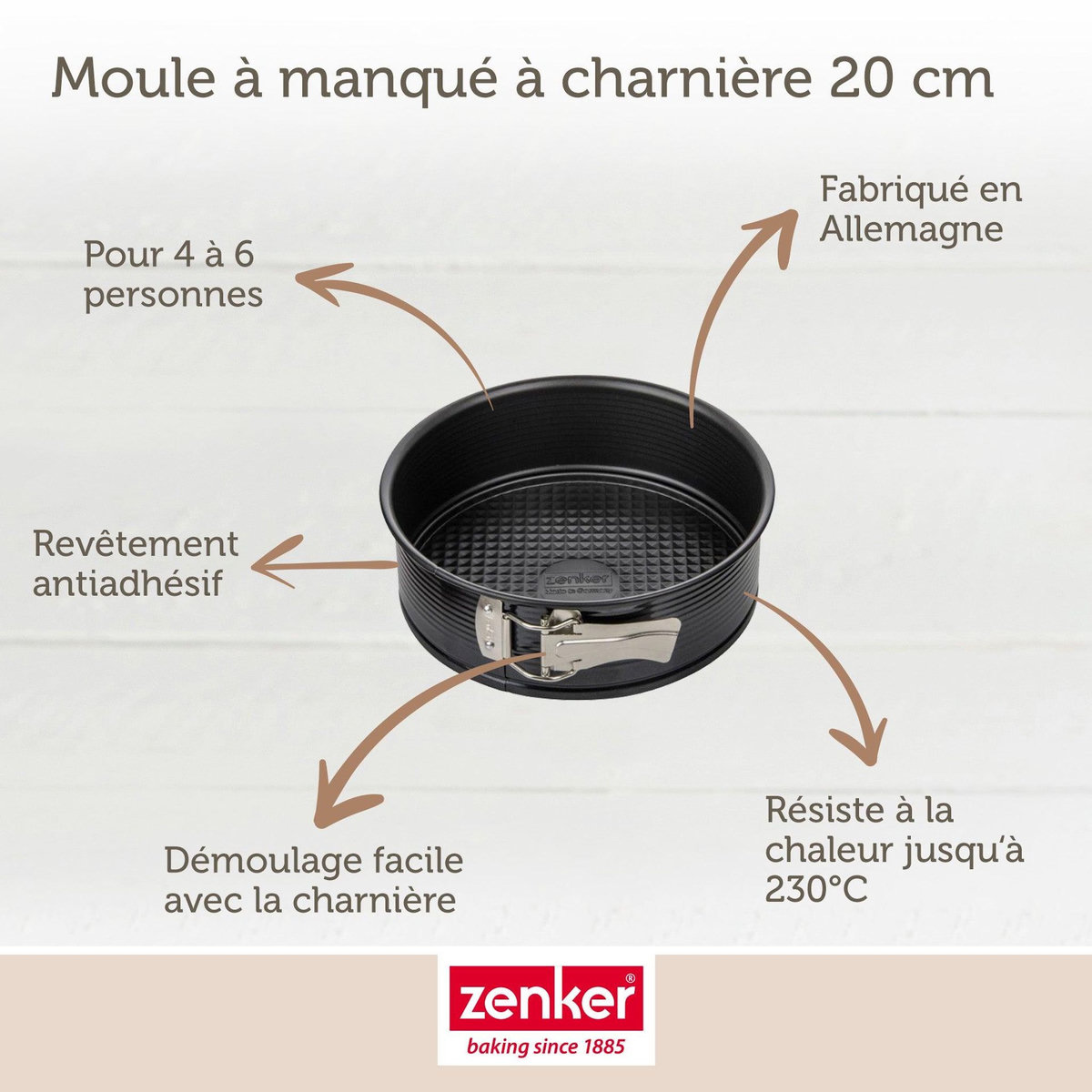 ZENKER Set pâtisserie avec moule à manqué 20 cm, 2 bols à mixer, verre mesureur et spatule Zenker