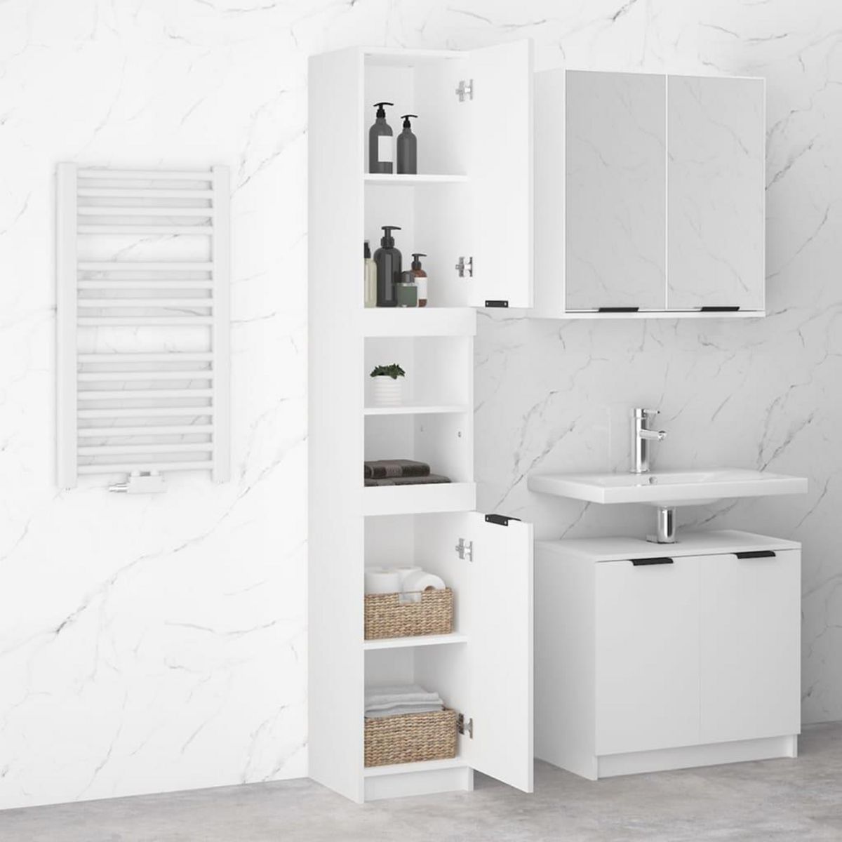 VIDAXL Armoire de salle de bain blanc 32x34x188,5 cm bois d'ingenierie