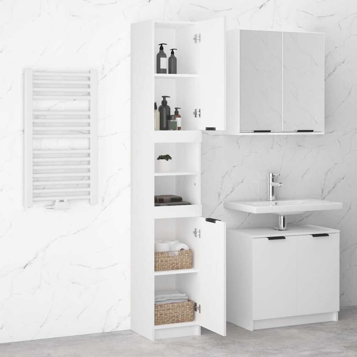VIDAXL Armoire de salle de bain blanc 32x34x188,5 cm bois d'ingenierie