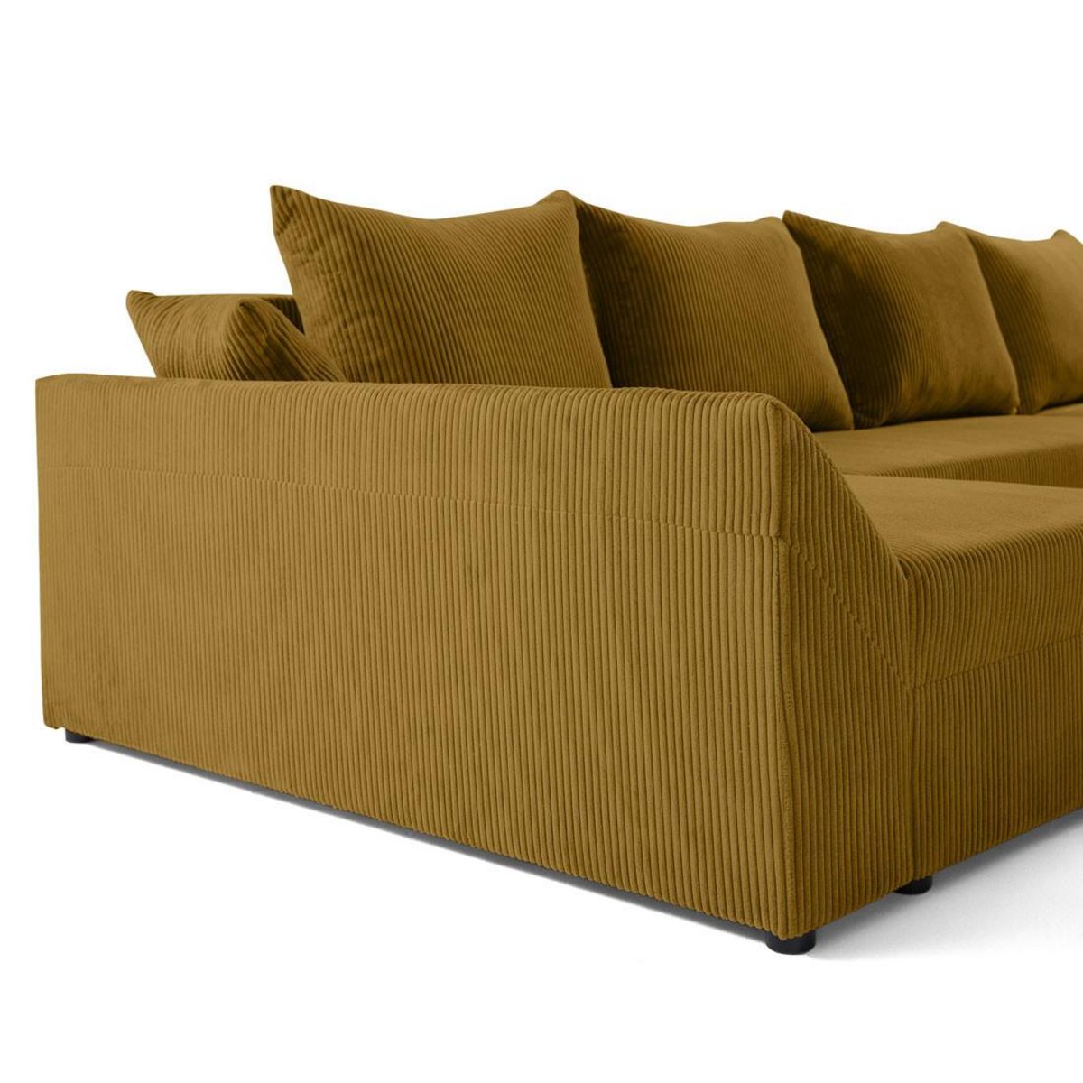 BEST MOBILIER Mike - canapé panoramique en u - 7 places - convertible avec coffre - en velours côtelé