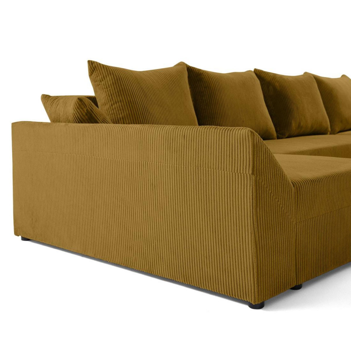 BEST MOBILIER Mike - canapé panoramique en u - 7 places - convertible avec coffre - en velours côtelé