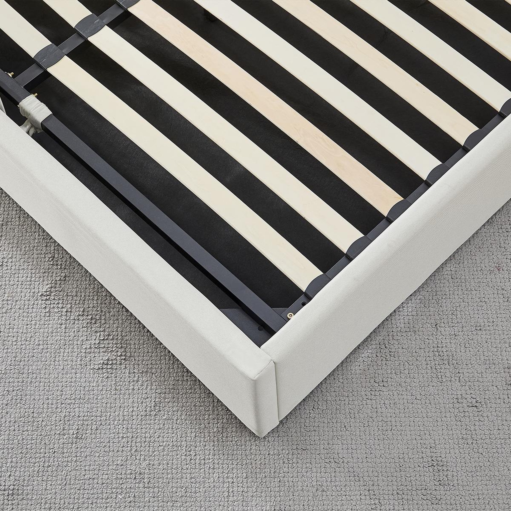 Voir la diapositive 5 : OLYMPE LITERIE Olympe literie | lit coffre tissu beige atlas 2 places