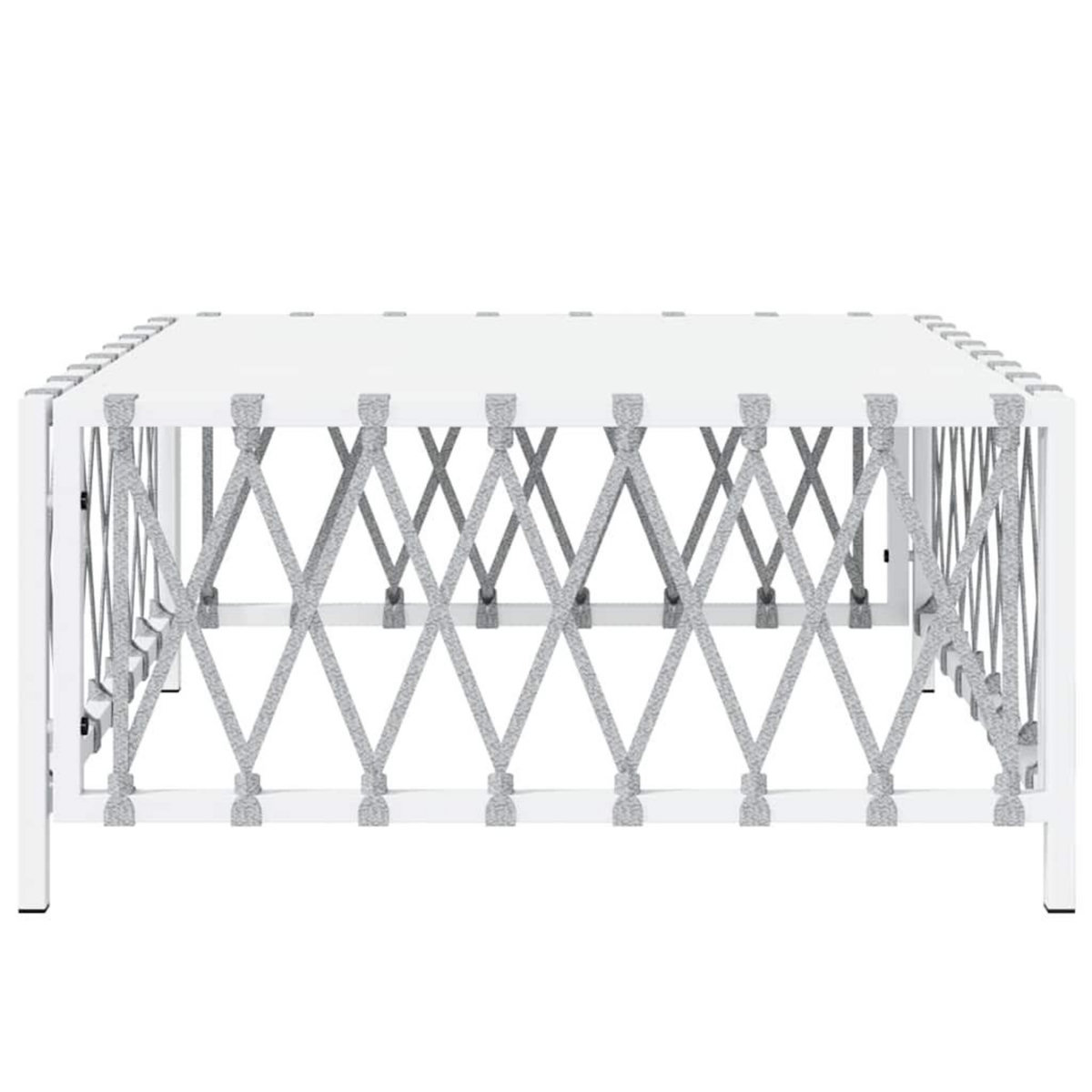 VIDAXL Table de jardin blanc 70x70x34 cm tissu tisse