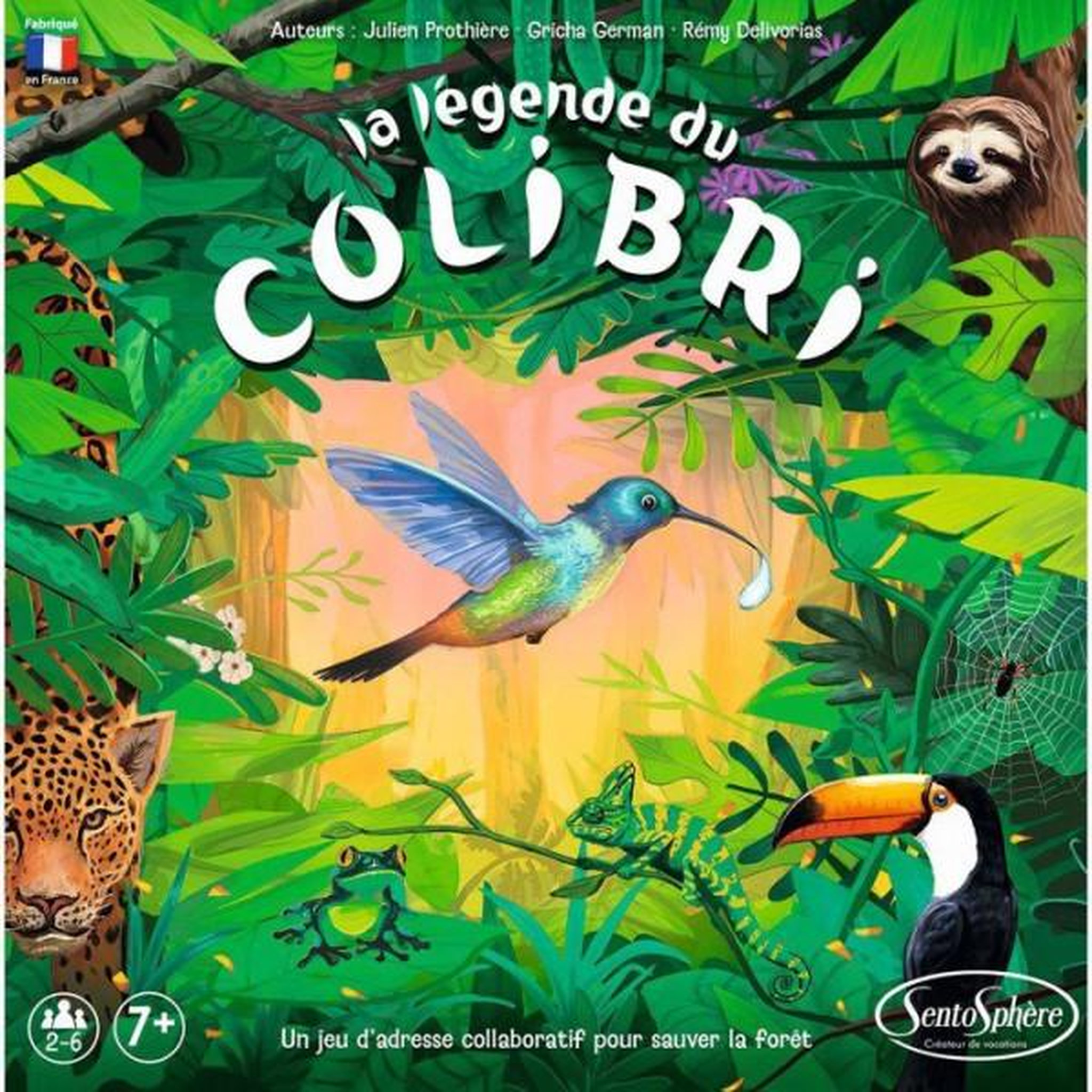 Voir la diapositive 3 : Sentosphere Jeu de société Coopératif - SENTOSPHERE - La légende du colibri - Sauver la foret en équipe - Adresse - Réflexes - Des 7 a