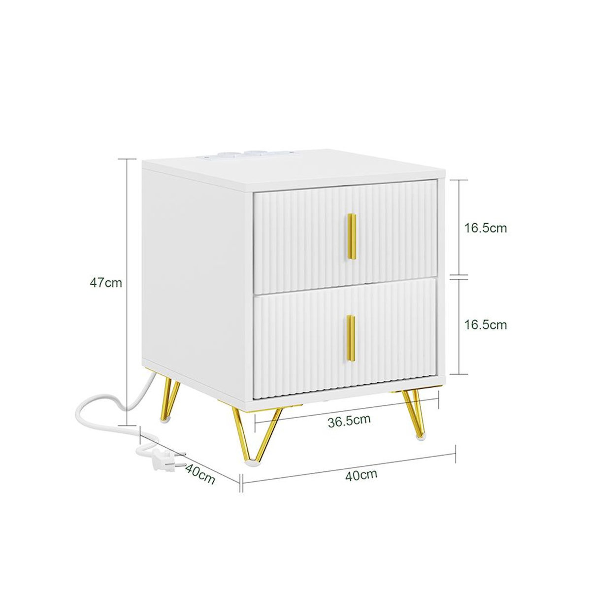 SOBUY Chevet avec 2 tiroirs blanc 40x36x47 cm FBT115-E-W