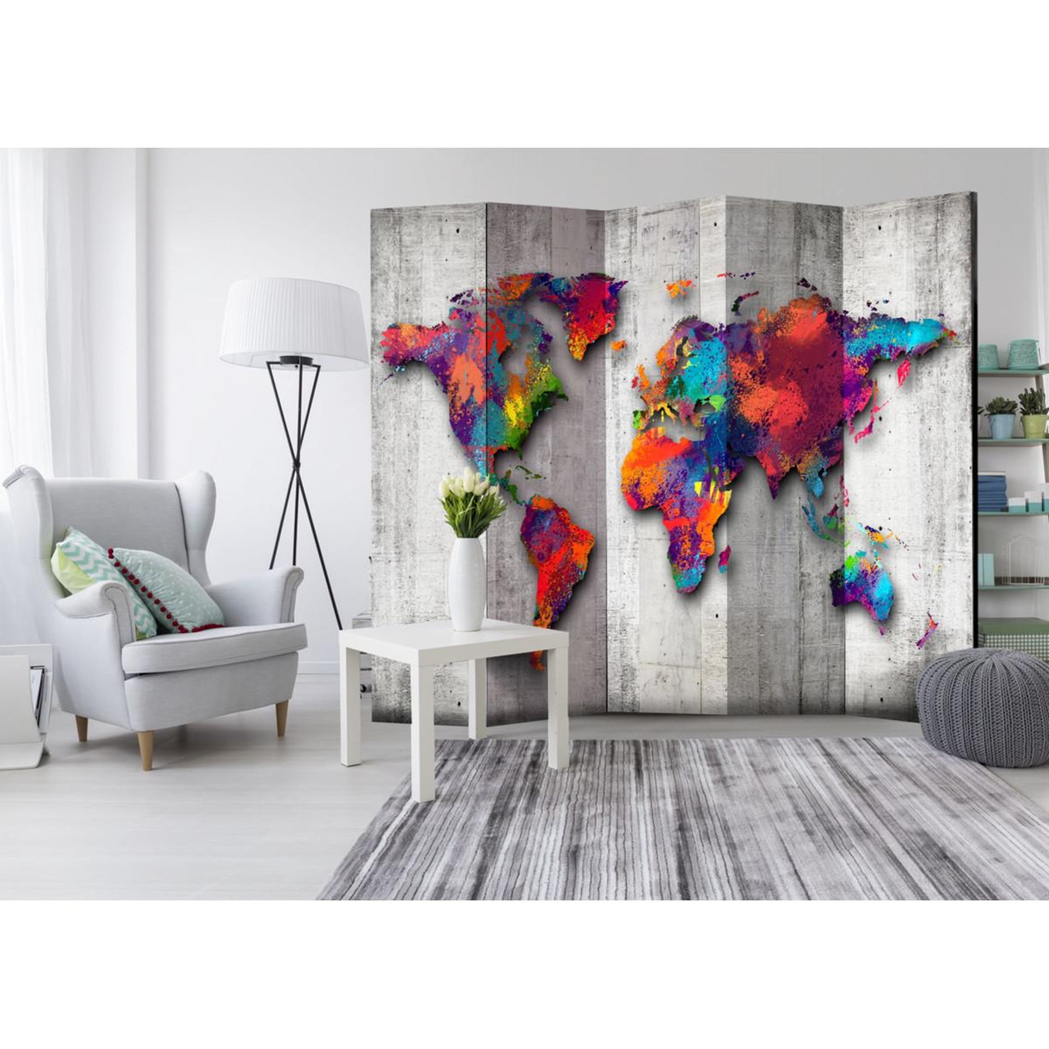Voir la diapositive 2 : Paris Prix Paravent 5 volets  concrete world  172x225cm