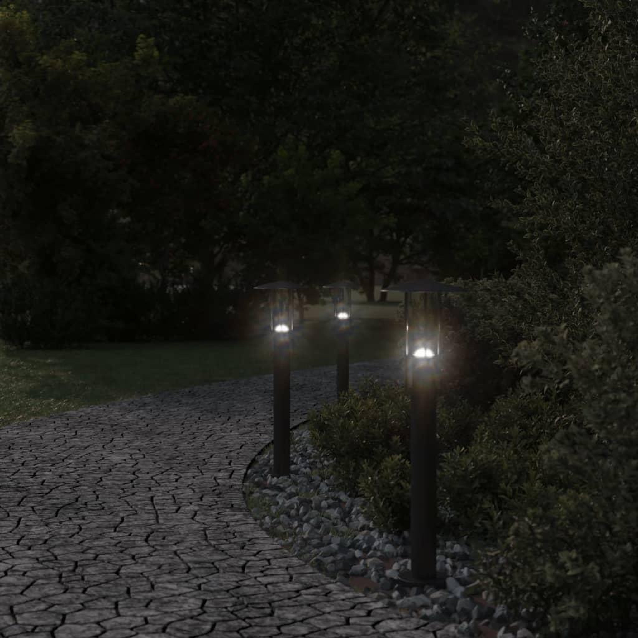 Voir la diapositive 3 : VIDAXL Lampadaires d'exterieur 3 pcs noir 60 cm acier inoxydable
