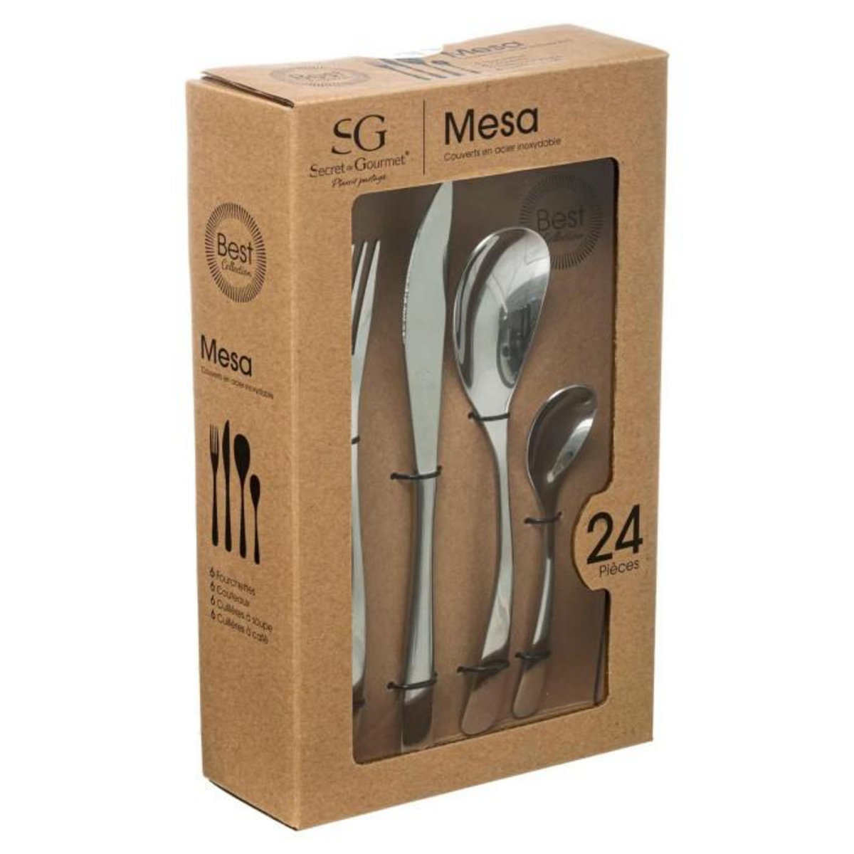 SECRET DE GOURMET Ménagère Inox 24 Pièces  Mésa  23cm Argent