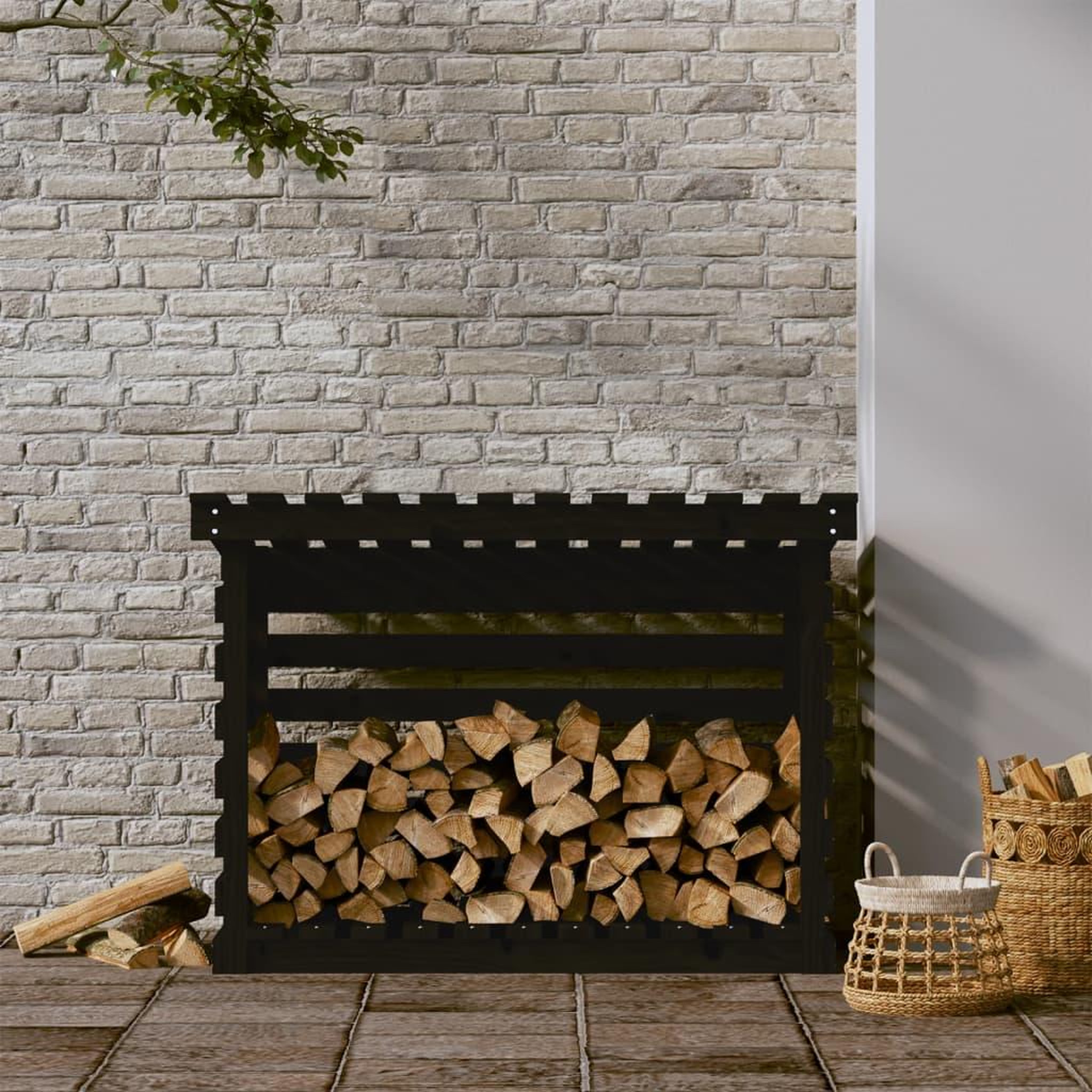 Voir la diapositive 3 : VIDAXL Support pour bois de chauffage Noir 108x73x79 cm Bois de pin