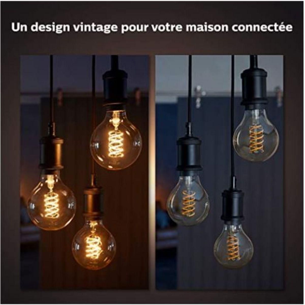 Philips Ampoule LED connectée HUE White E27 9W Filament Globe