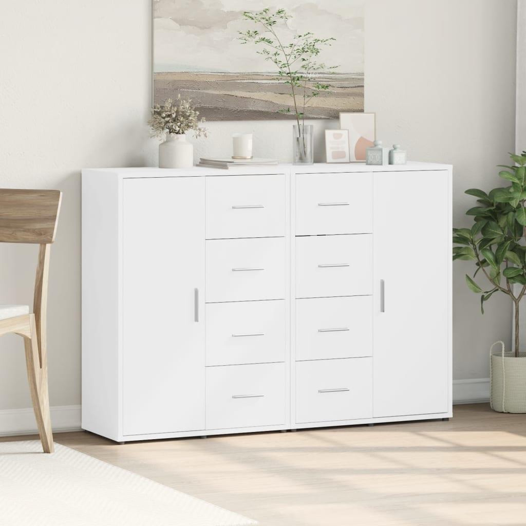 Voir la diapositive 3 : VIDAXL Buffets 2 pcs blanc 60x31x84 cm bois d'ingenierie