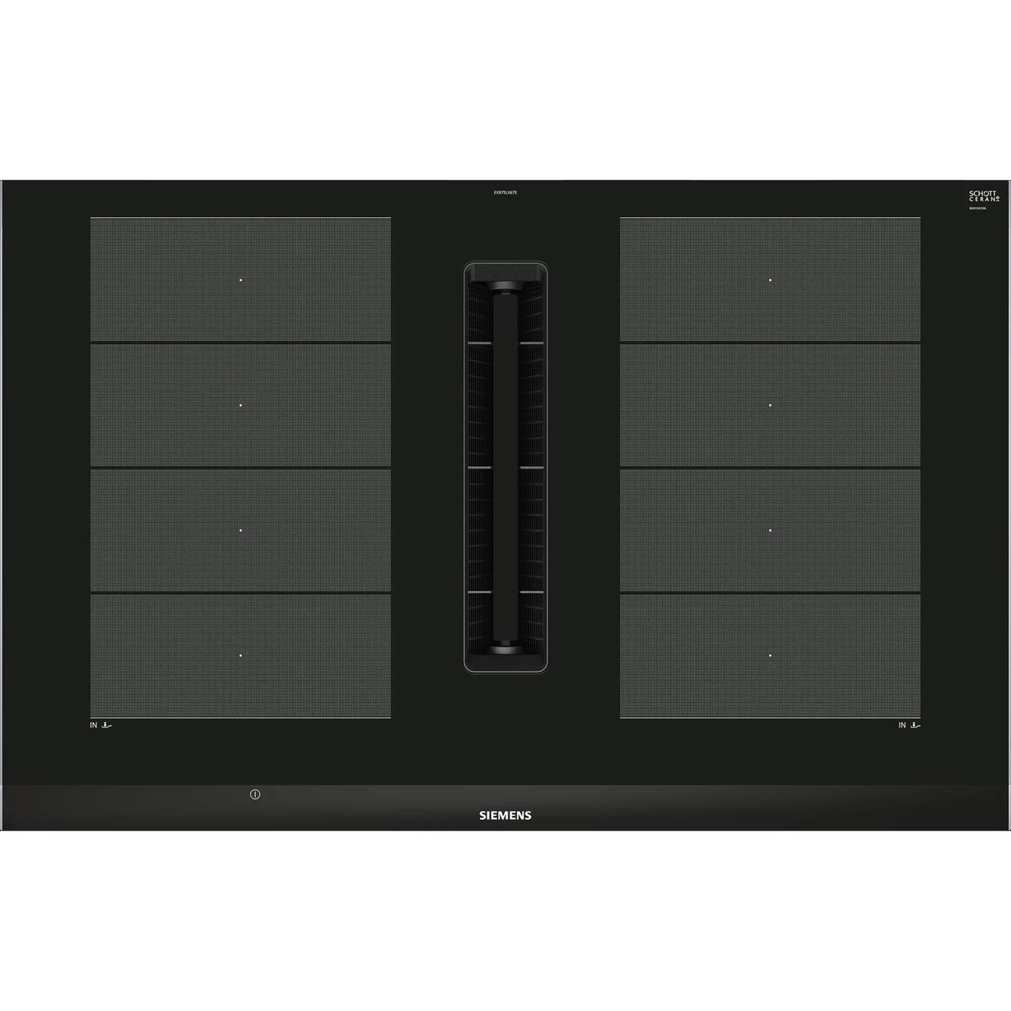 Voir la diapositive 4 : Siemens Table de cuisson aspirante induction 80cm 4 feux 7400w noir - EX875LX67E
