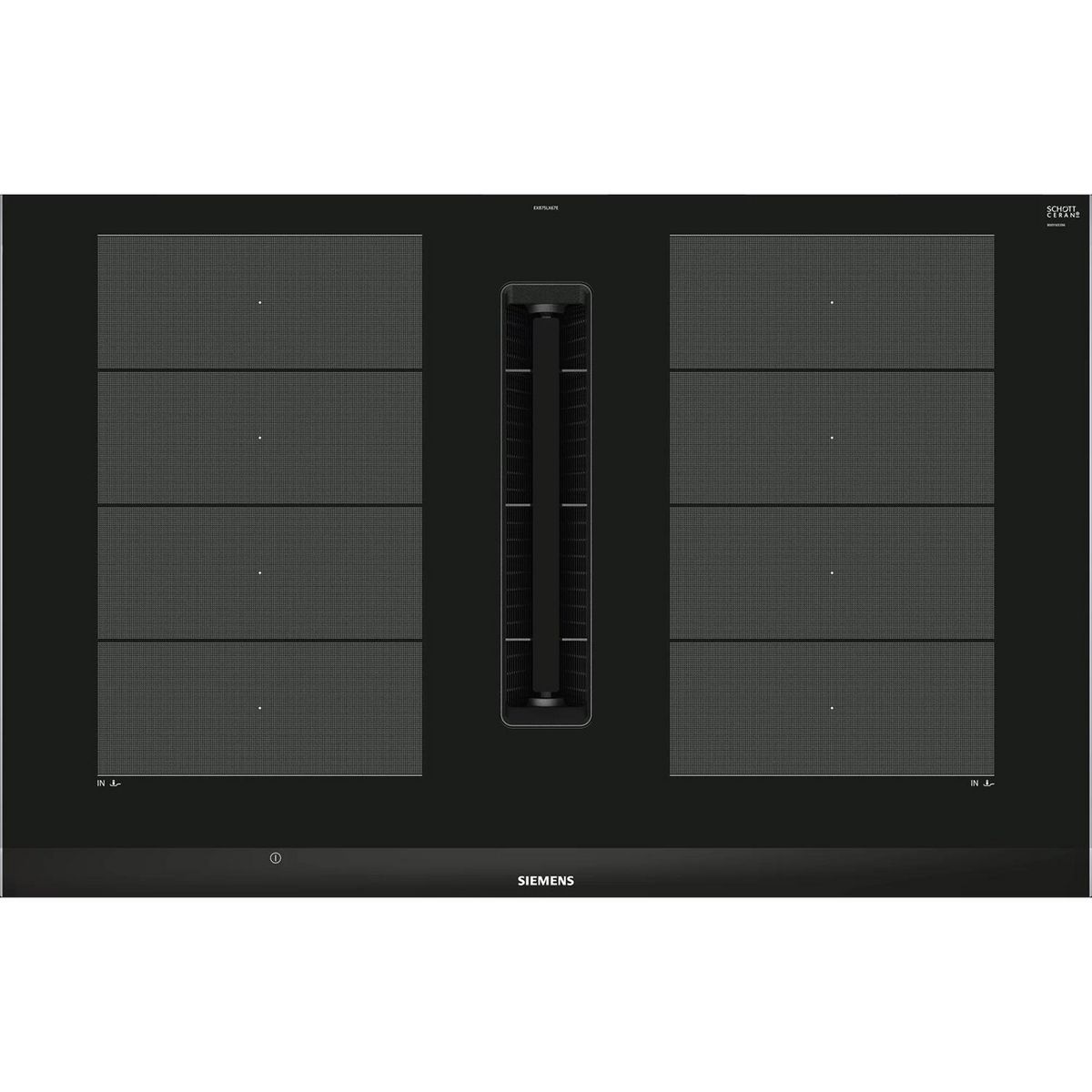 Siemens Table de cuisson aspirante induction 80cm 4 feux 7400w noir - ex875lx67e