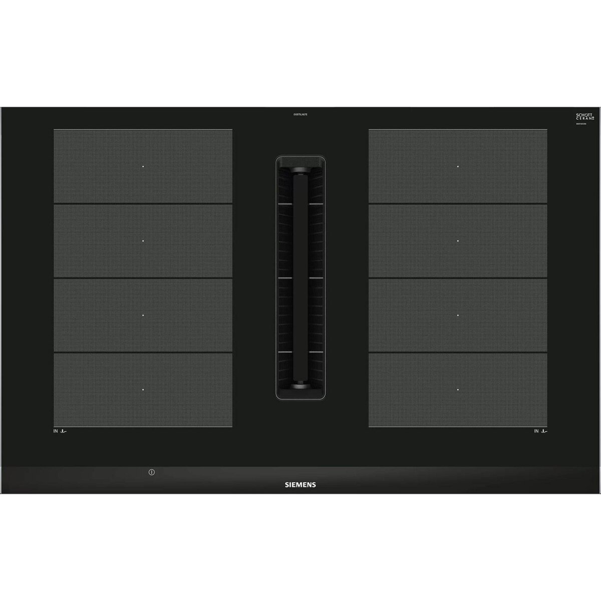 Siemens Table de cuisson aspirante induction 80cm 4 feux 7400w noir - ex875lx67e