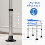 Voir la diapositive 6 : HOMCOM Tabouret de douche - siège de douche avec barre d'appui ventouse - hauteur réglable - alu HDPE bleu blanc