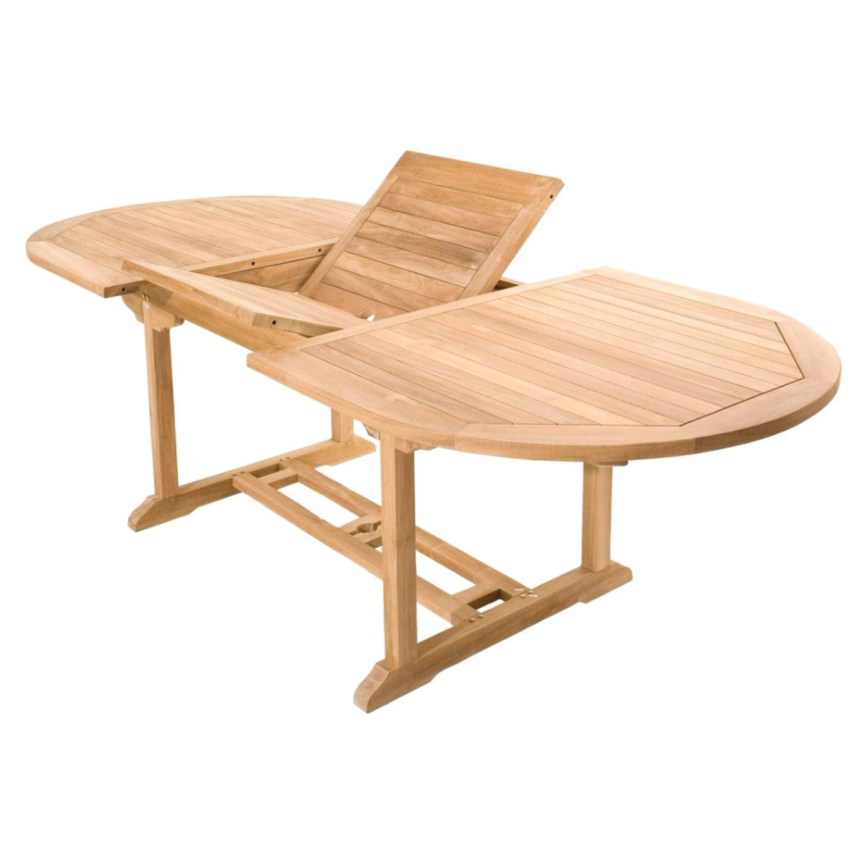 CONCEPT USINE Salon de jardin Teck massif 8 à 10 personnes - Table ovale + 8 chaises KAJANG