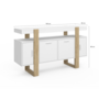 Voir la diapositive 5 : ID MARKET Buffet 140 cm PHOENIX 4 portes blanc et bois