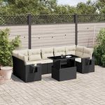 VIDAXL Salon de jardin 8 pcs avec coussins noir resine tressee
