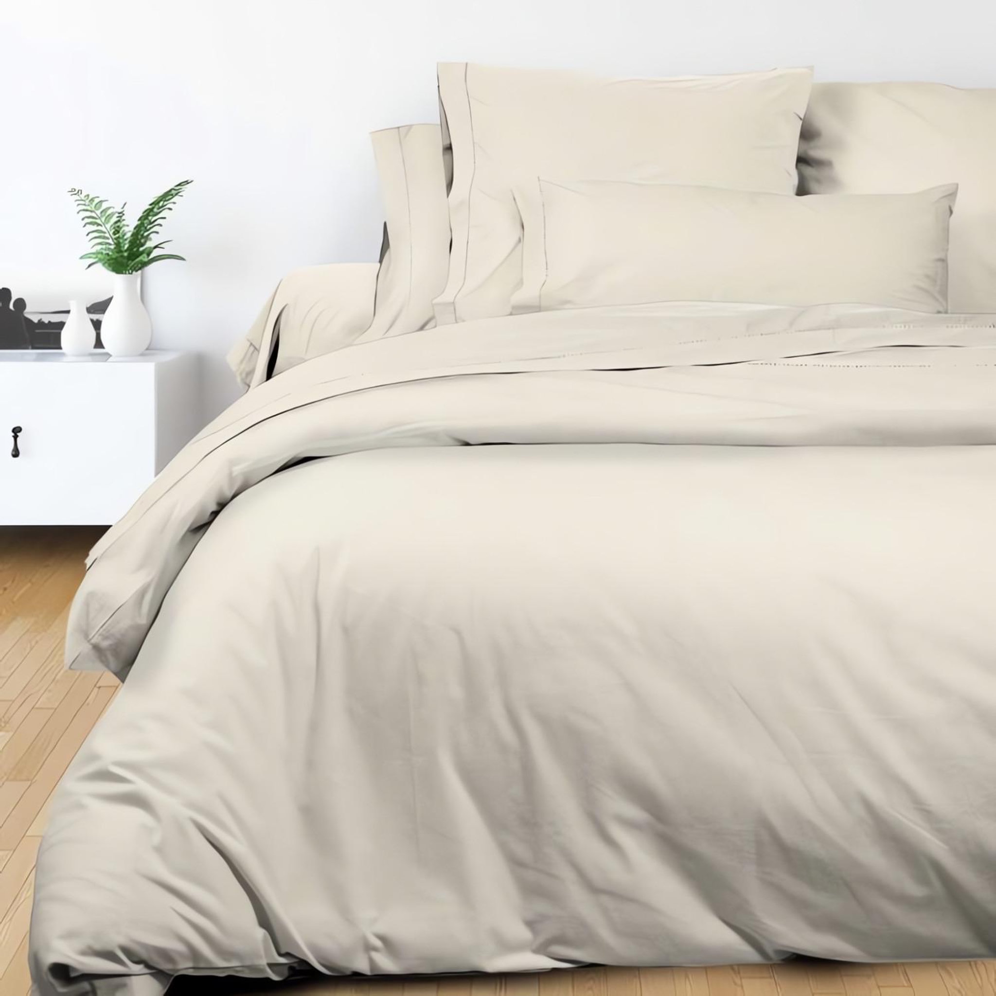 Voir la diapositive 3 : SOLEIL D'OCRE Drap plat en coton percale, par soleil d'ocre
