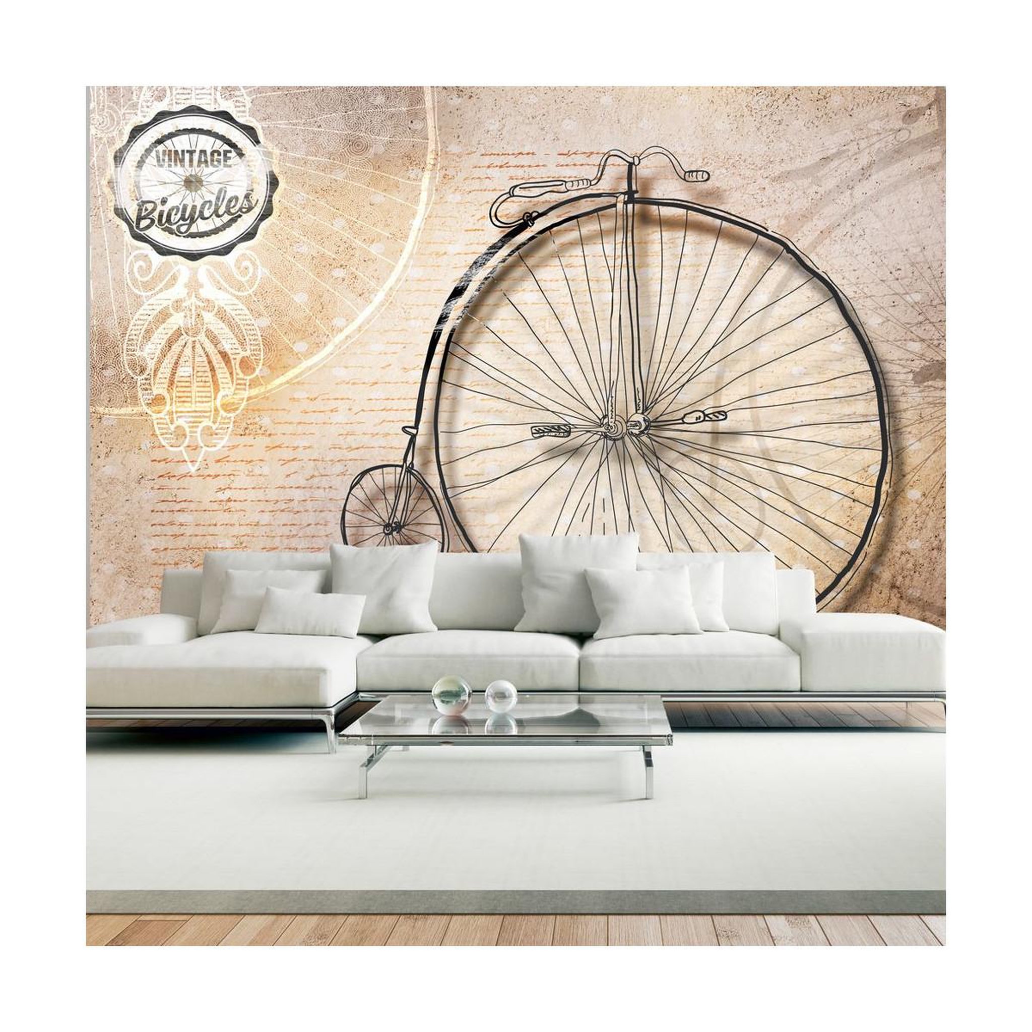 Voir la diapositive 1 : Paris Prix Papier Peint  Vintage Bicycles Sepia