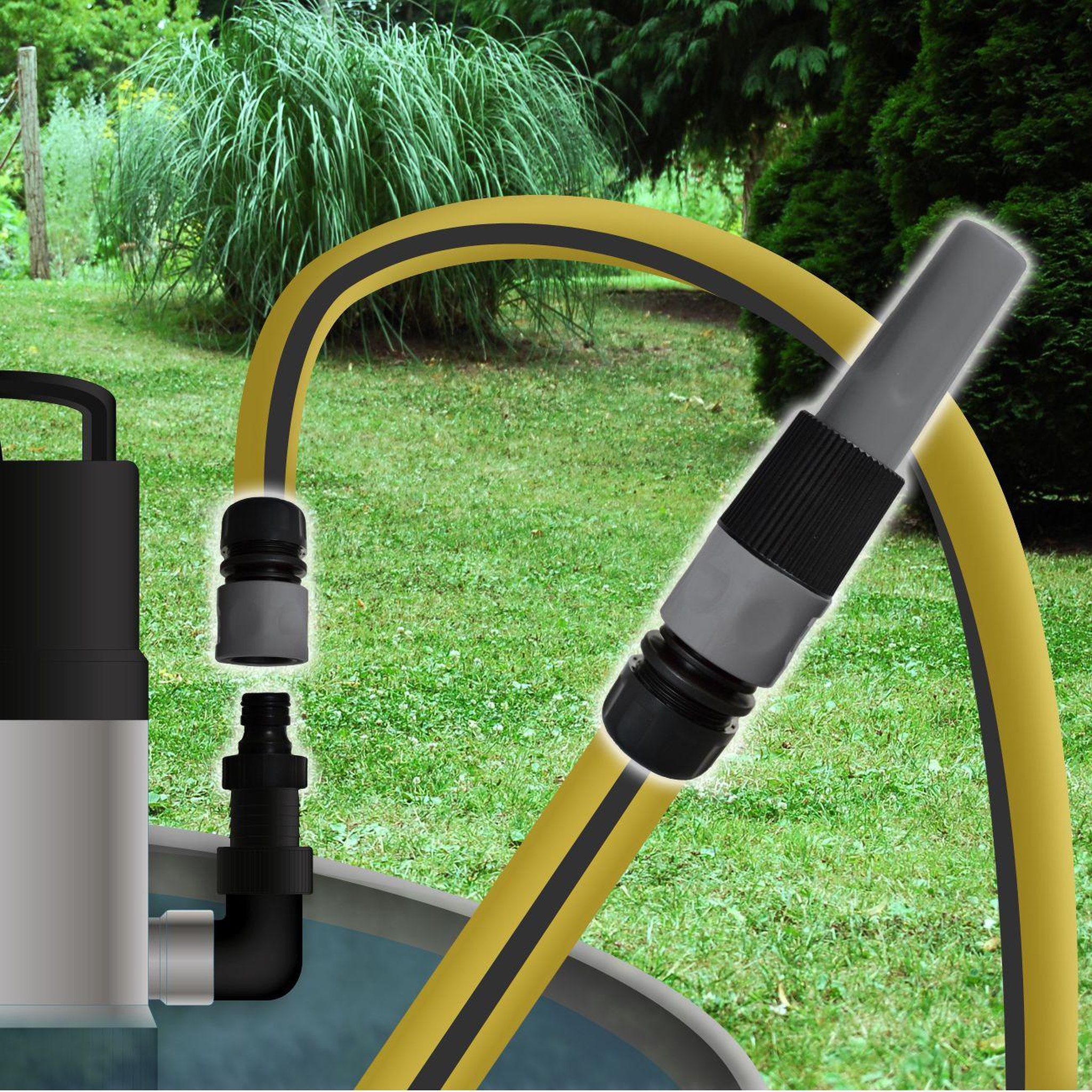 Voir la diapositive 2 : Jardibric Kit lance d'arrosage avec raccords 19 mm et nez de robinet 26x34