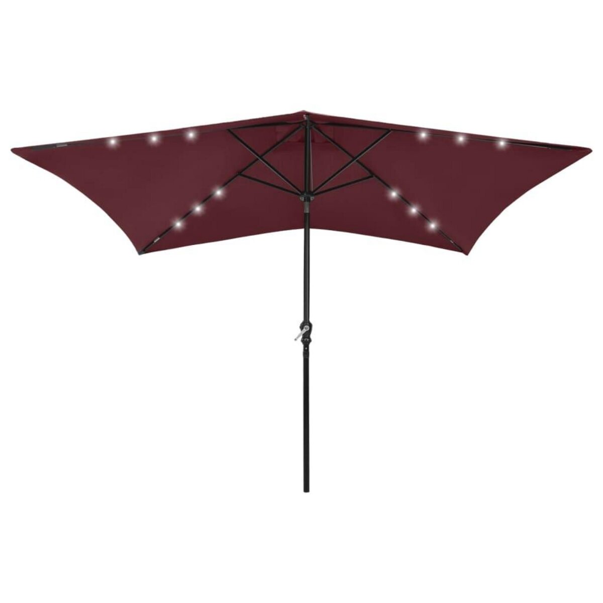 VIDAXL Parasol de jardin avec LED et mat en acier rouge bordeaux 2x3 m