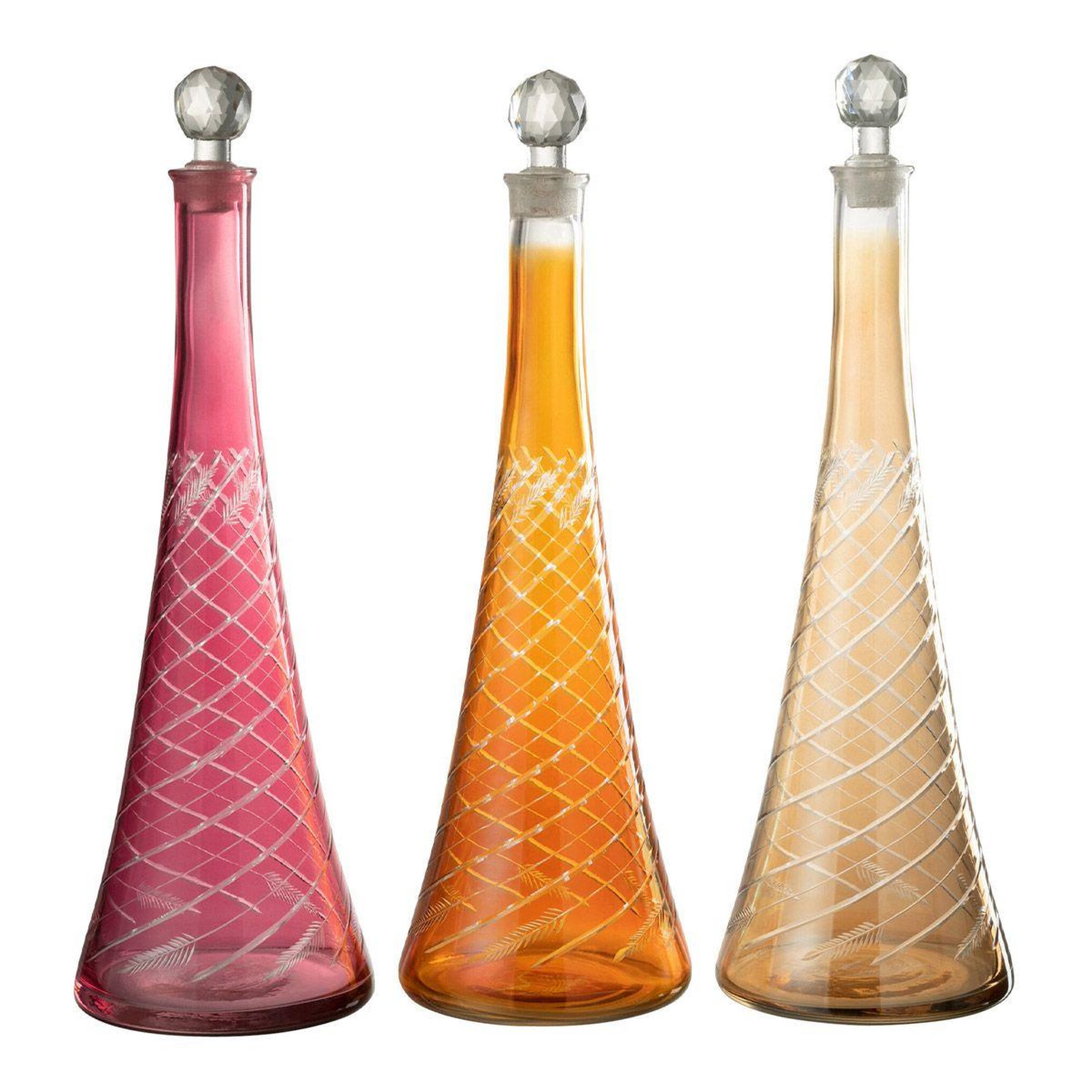 Voir la diapositive 3 : J-LINE Carafe en verre tiges  anastasia  42cm rouge
