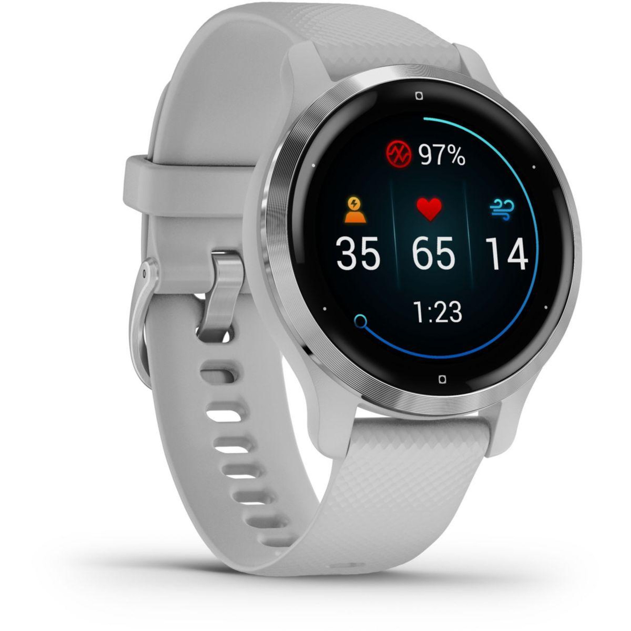 Voir la diapositive 3 : GARMIN Montre sport Venu 2S Silver avec bracelet gris clair