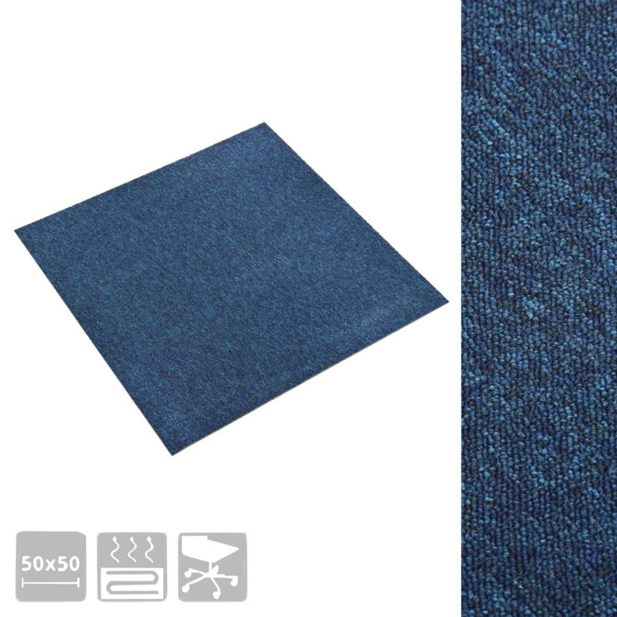 VIDAXL Dalles de tapis de sol 20 pcs 5 m^2 50x50 cm Bleu fonce