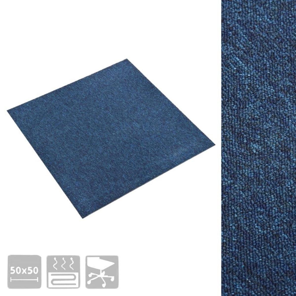 VIDAXL Dalles de tapis de sol 20 pcs 5 m^2 50x50 cm Bleu fonce