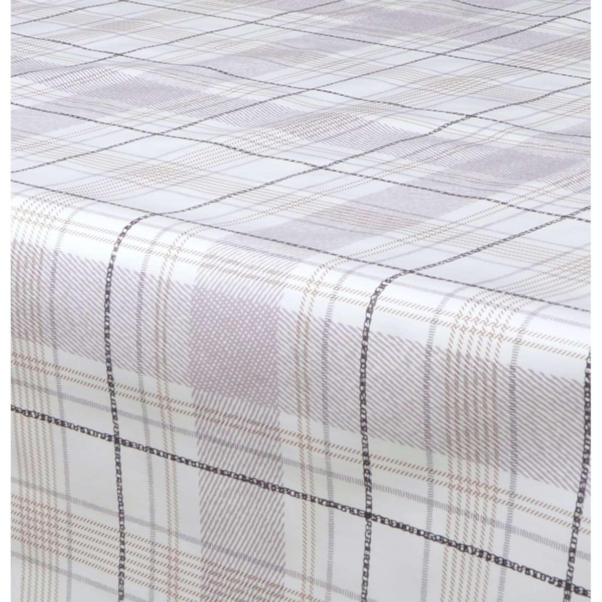 HABITABLE Nappe en toile cirée rectangulaire Carreau - 140 x 250 cm - Ecru