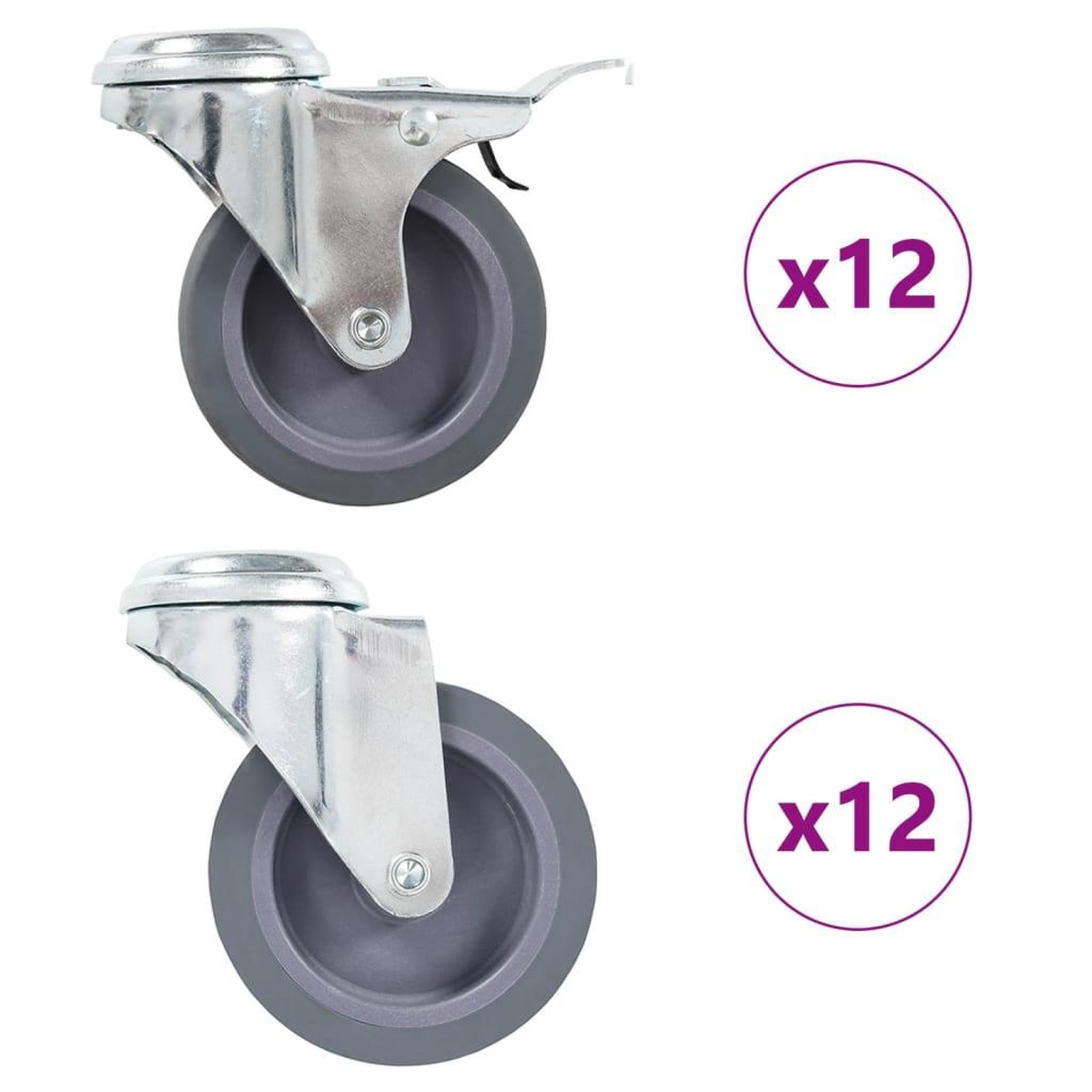 VIDAXL 24 pcs Roulettes pivotantes a trou de boulon 75 mm
