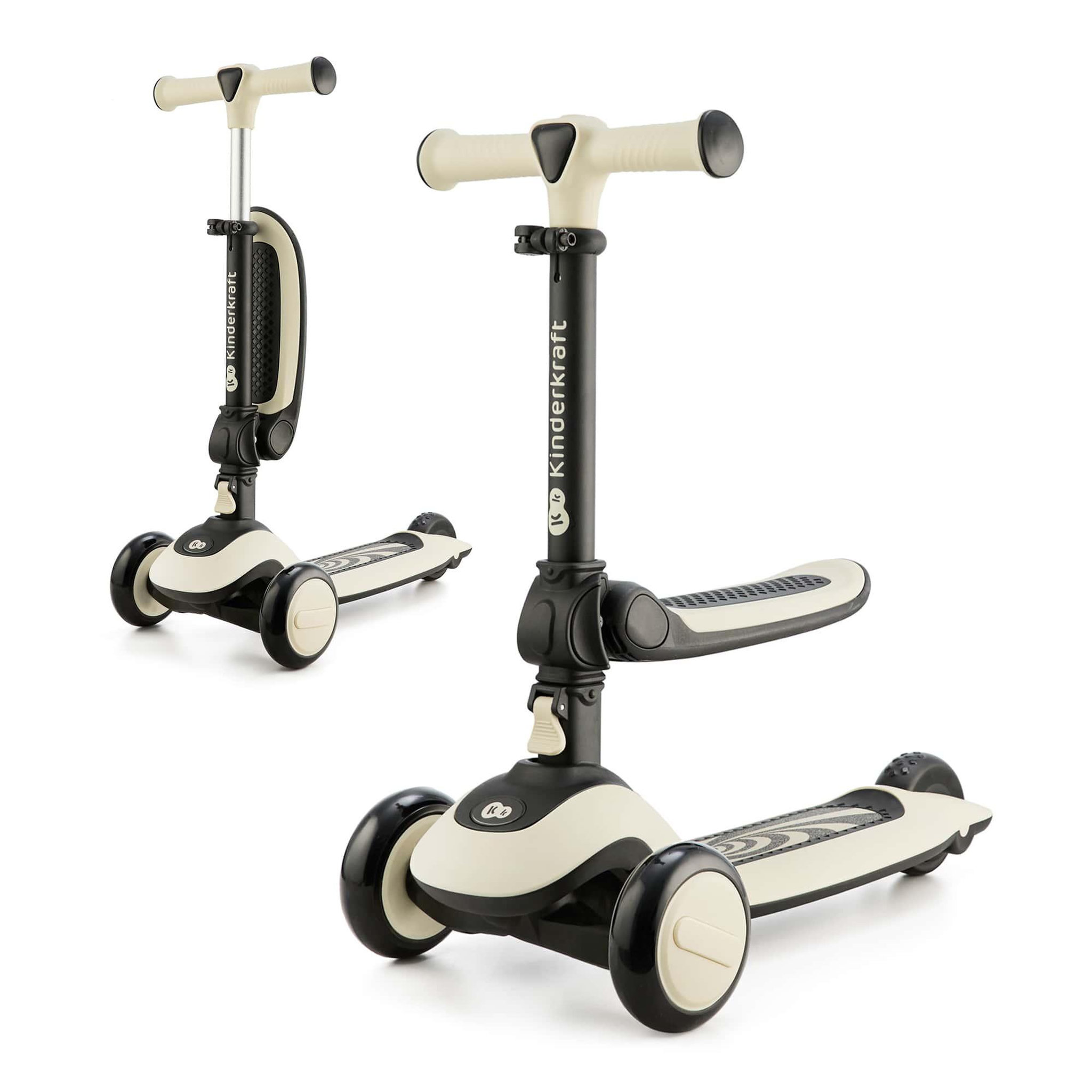 KINDERKRAFT Trottinette enfant pliante avec siege et roues lumineuses. Coloris disponibles : Vert, Blanc, Rose
