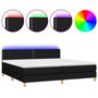 Voir la diapositive 2 : VIDAXL Sommier a lattes de lit et matelas et LED Noir 200x200 cm Tissu