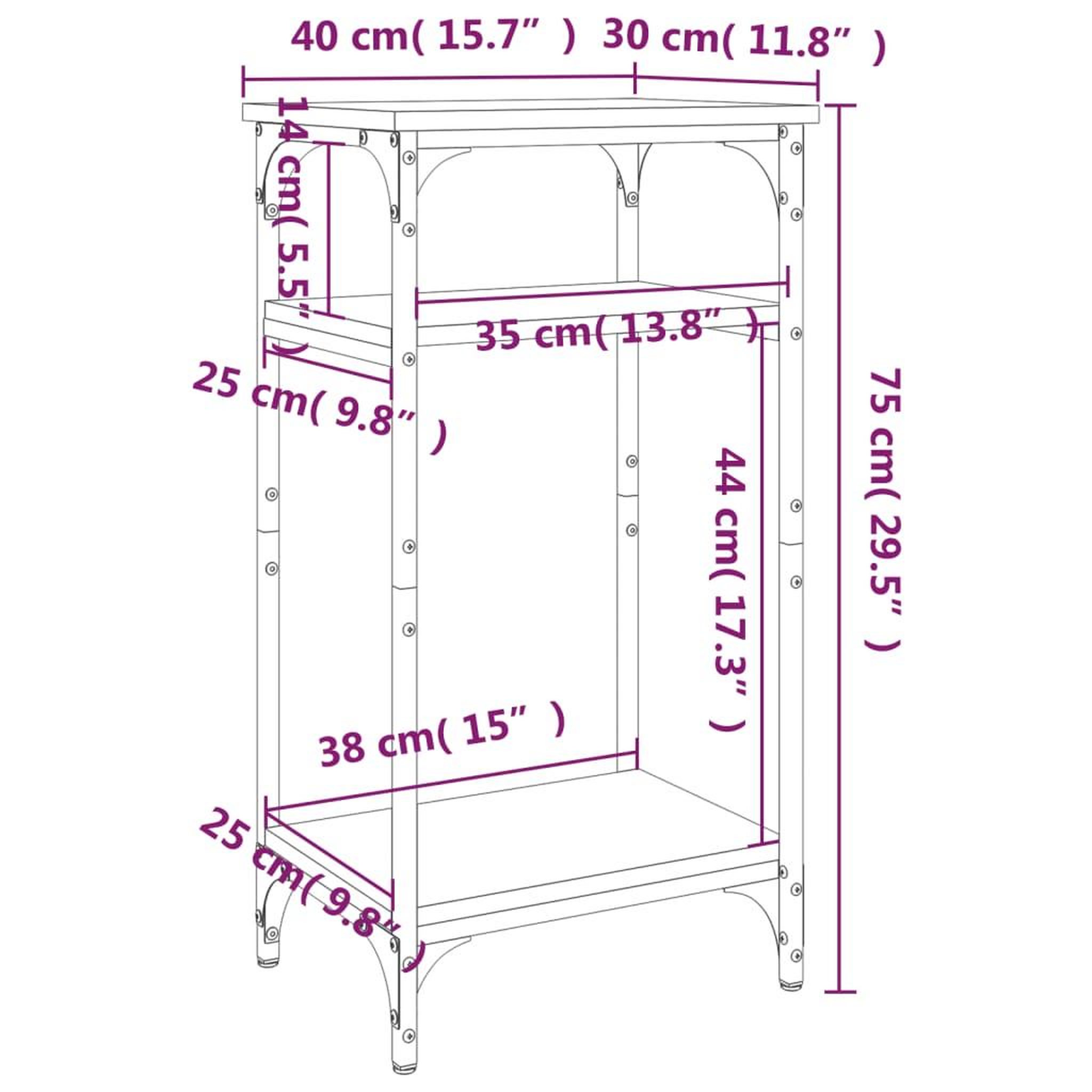 Voir la diapositive 6 : VIDAXL Table d'appoint Noir 40x30x75 cm Bois d'ingenierie