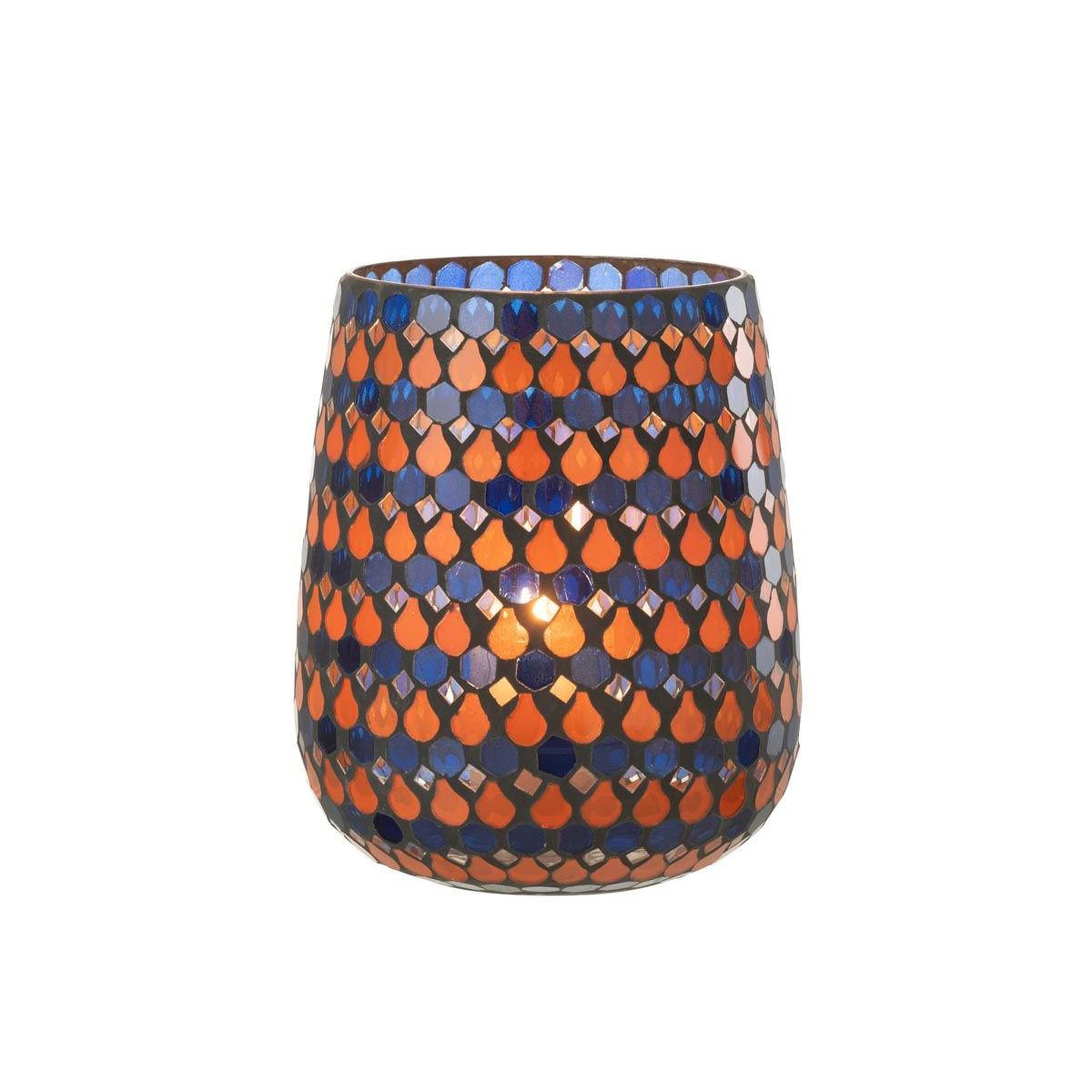 Voir la diapositive 2 : J-LINE Photophore Design Goutte  African Desire  21cm Orange & Bleu