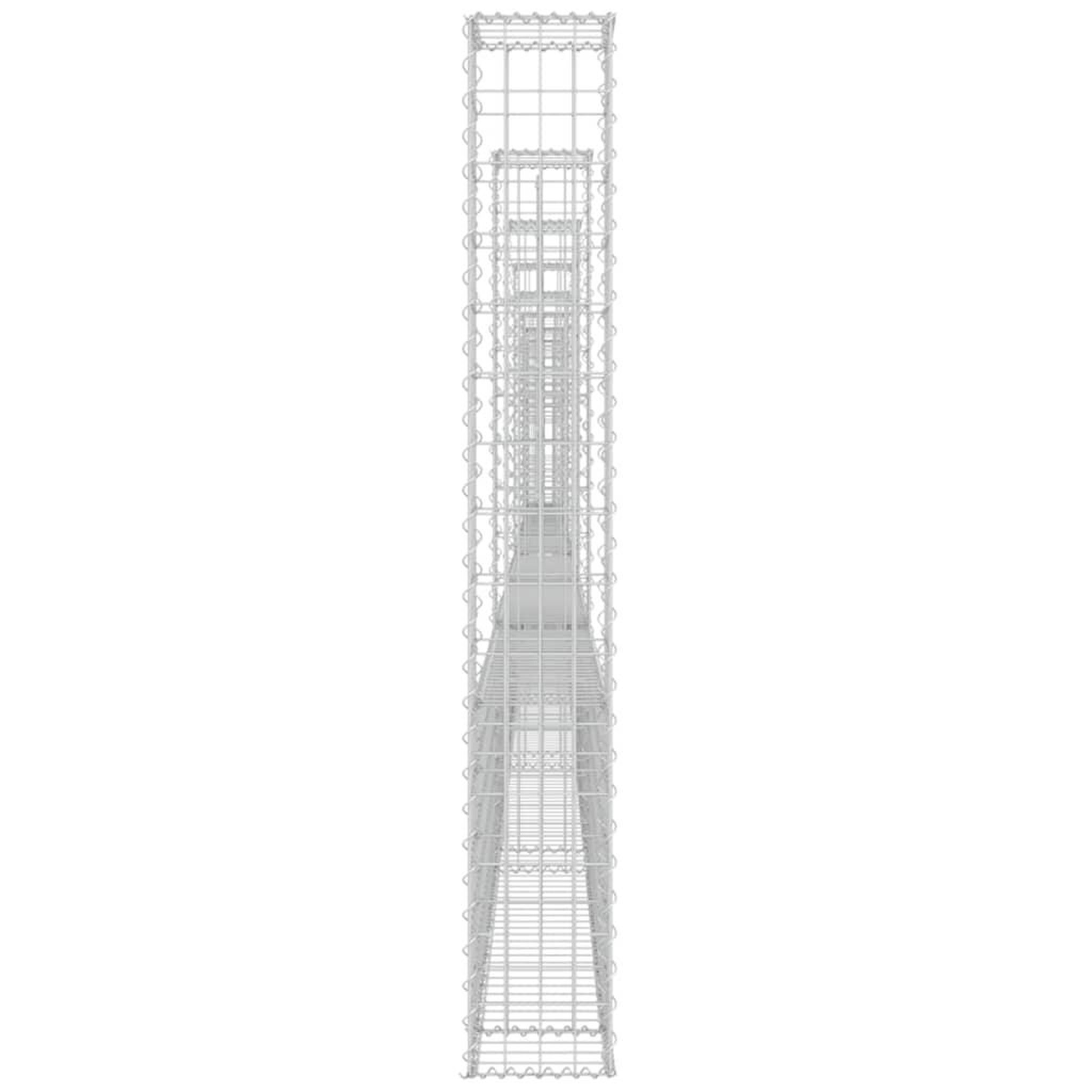 Voir la diapositive 4 : VIDAXL Panier de gabion en forme de U avec 8 poteaux Fer 860x20x150 cm