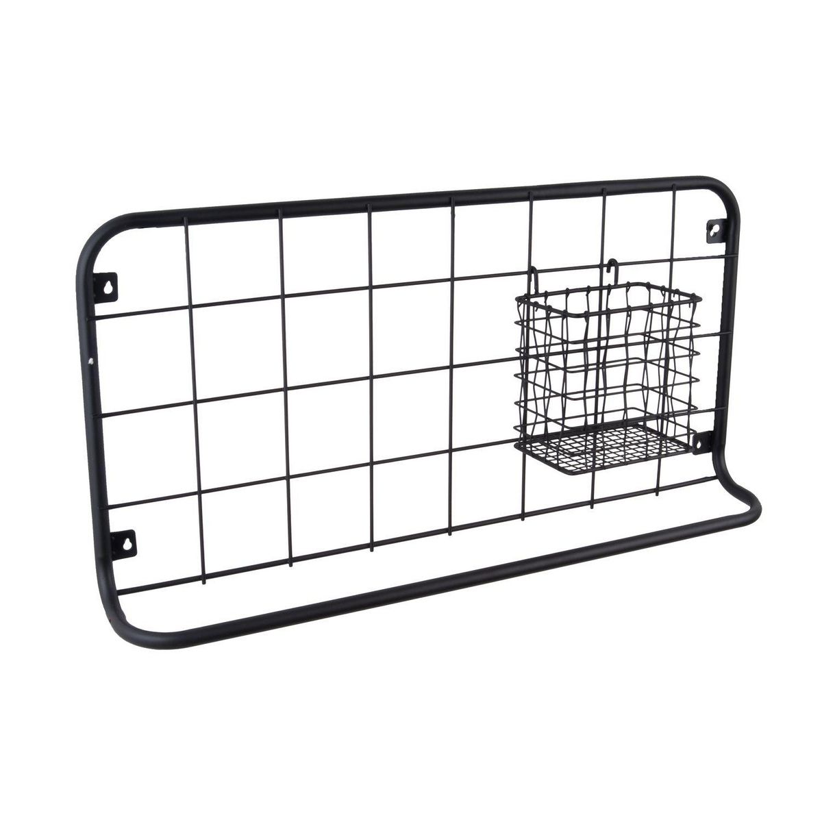 PRESENT TIME Etagère de cuisine Open Grid avec crochets et panier de rangement