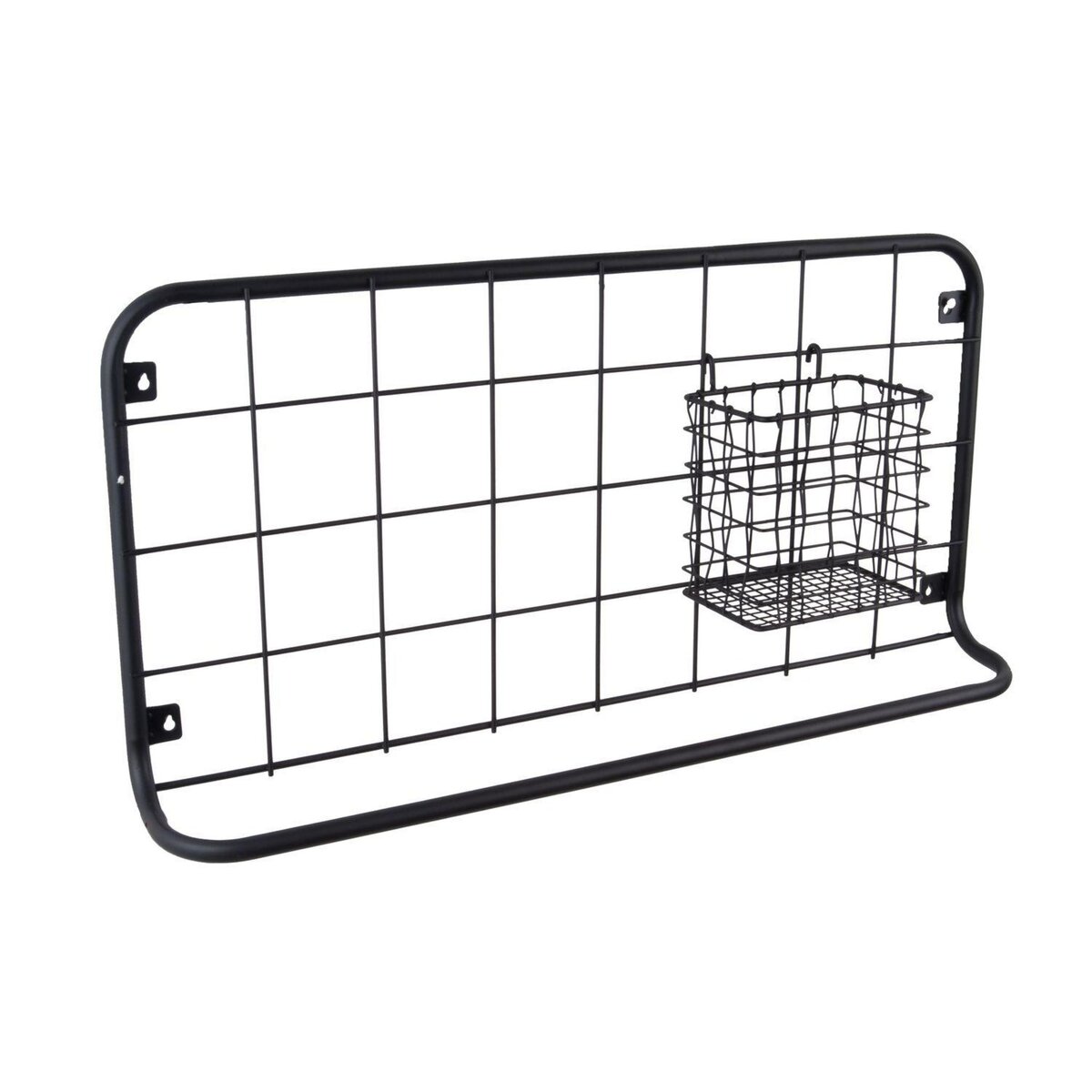 PRESENT TIME Etagère de cuisine Open Grid avec crochets et panier de rangement