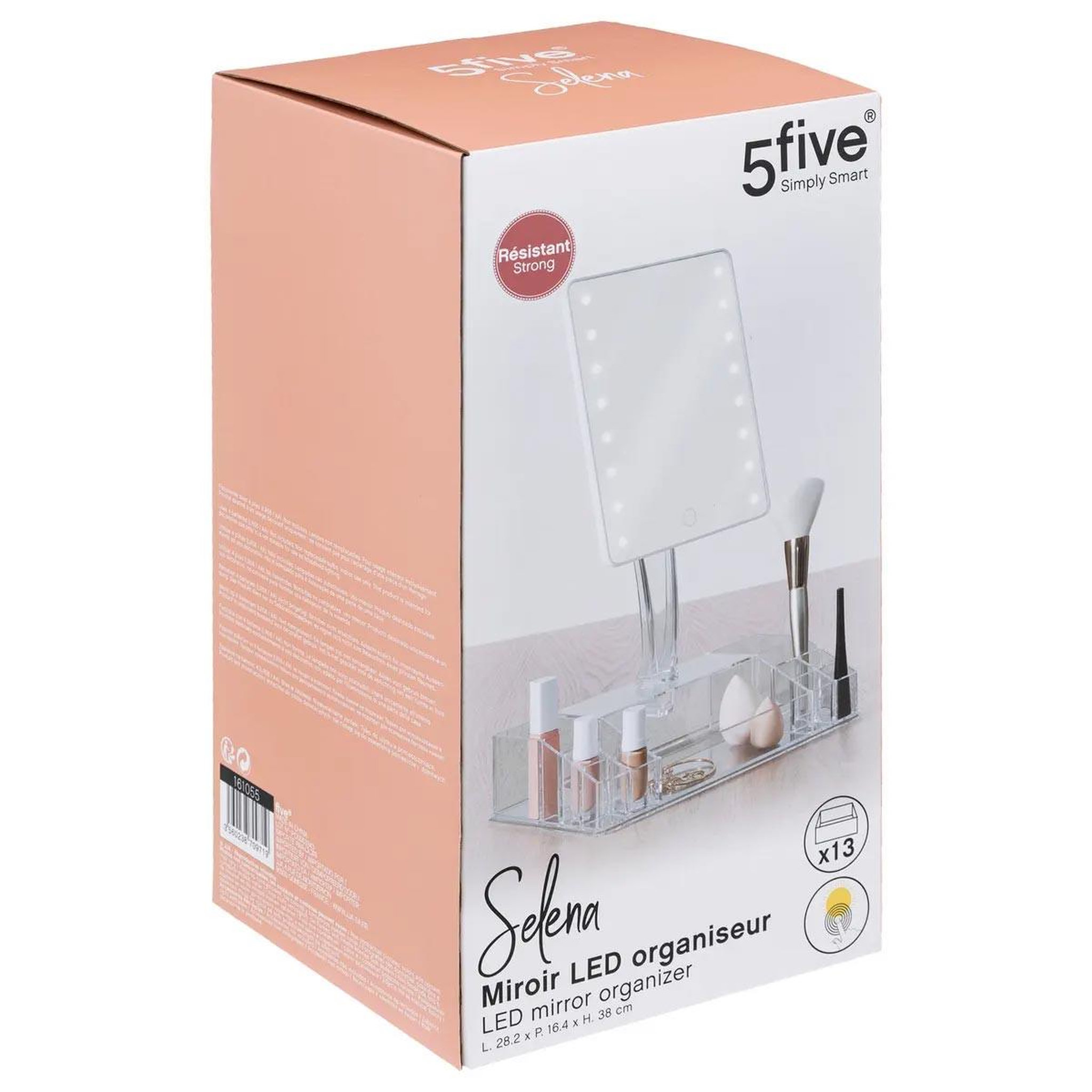 Voir la diapositive 4 : FIVE Organiseur avec miroir led  selena  38cm transparent