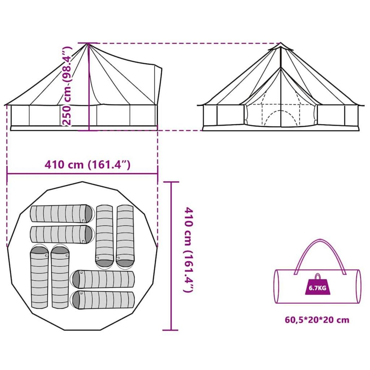 VIDAXL Tente familiale tipi 8 personnes gris et orange impermeable