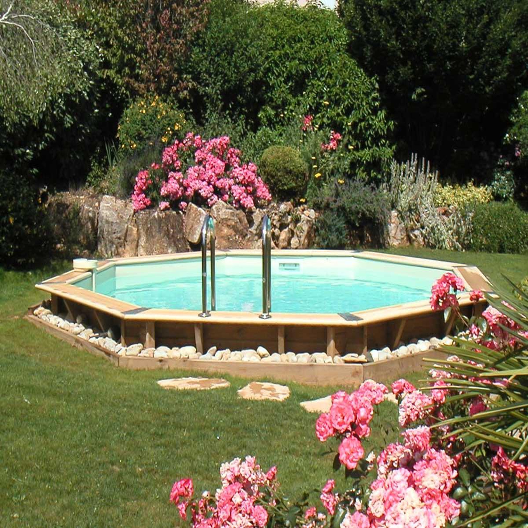 Voir la diapositive 4 : Ubbink Piscine bois Océa 5,80 x 1,30 m - Liner gris - Ubbink