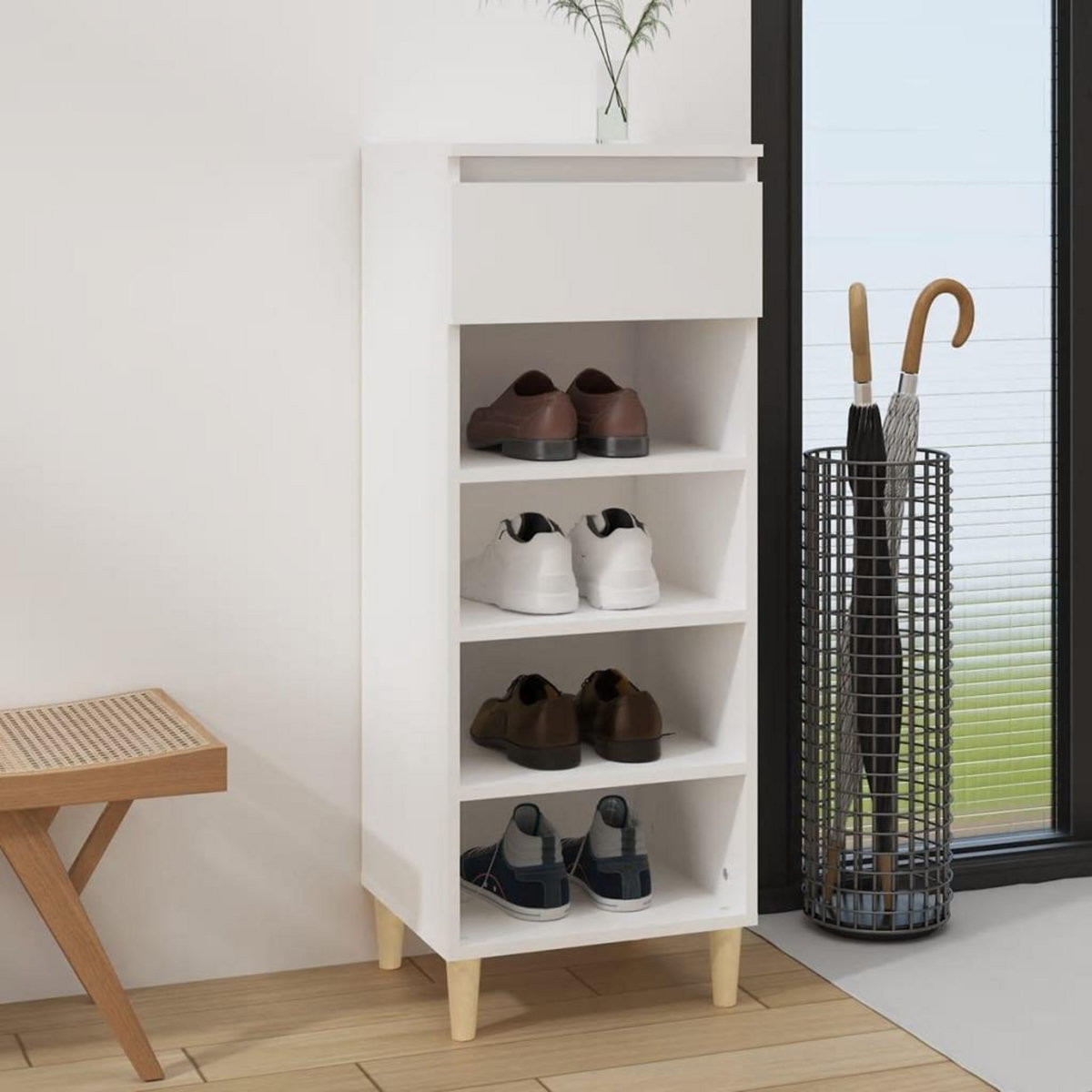 VIDAXL Armoire a chaussures Blanc 40x36x105 cm Bois d'ingenierie