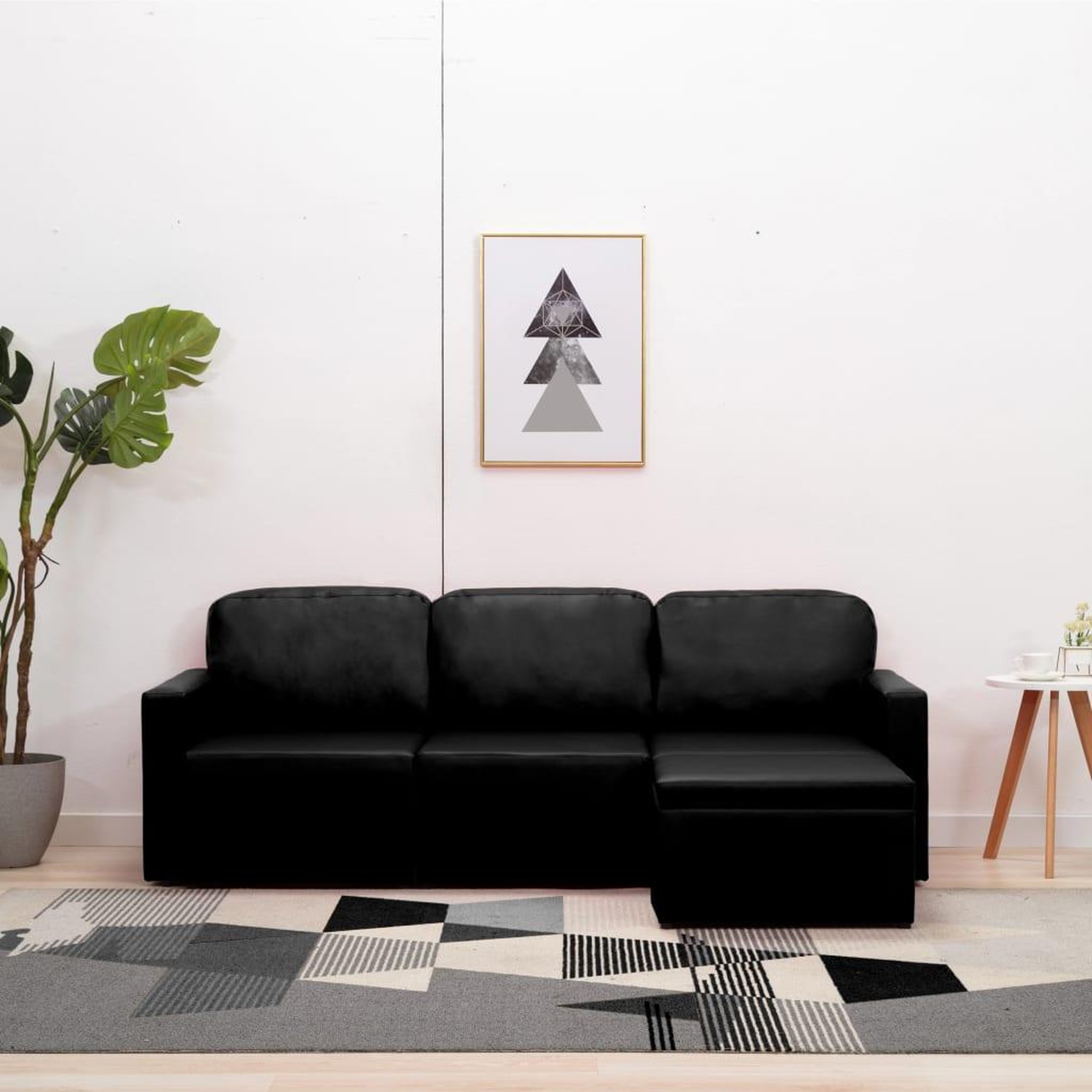 Voir la diapositive 1 : VIDAXL Canape-lit modulaire 3 places Noir Similicuir