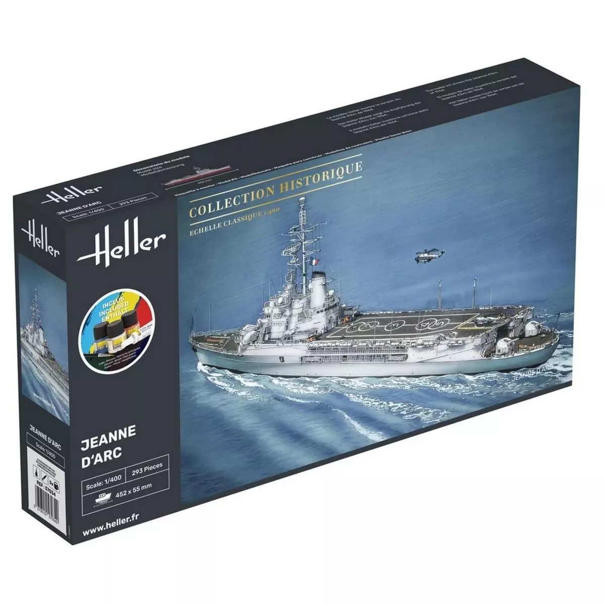 Heller Maquette bateau porte-hélicoptères : Starter Kit : Jeanne d'Arc