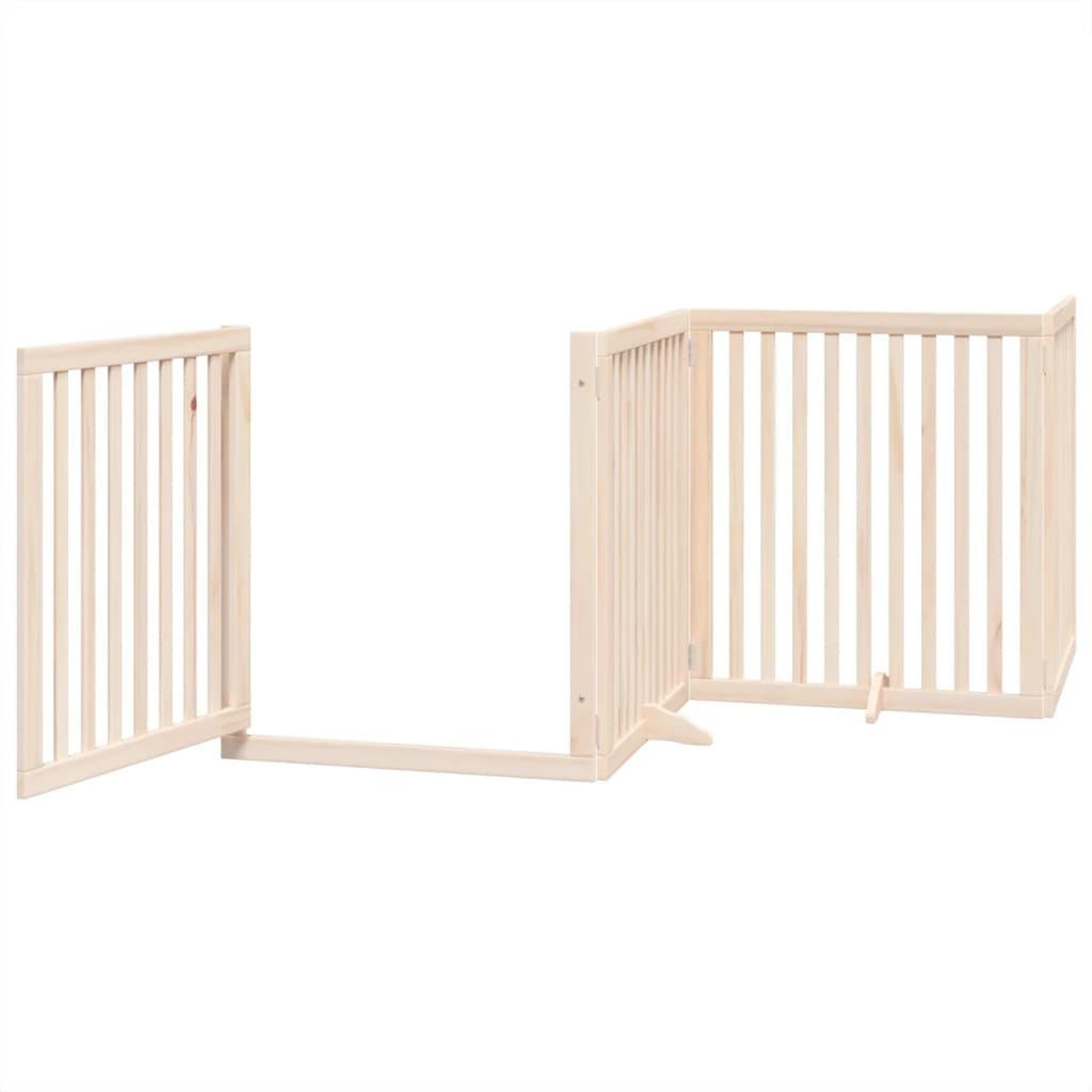 Voir la diapositive 4 : VIDAXL Barriere pour chiens avec porte 4 panneaux bois de peuplier